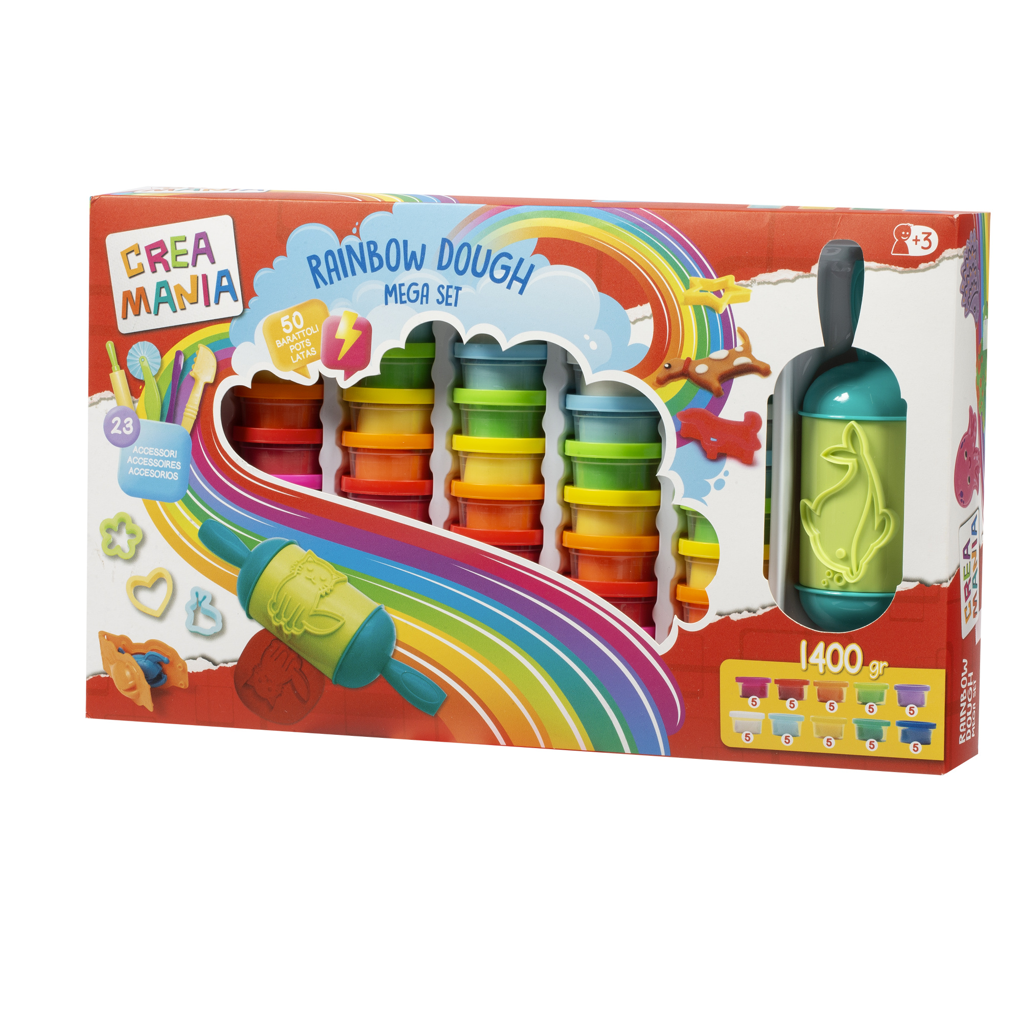 Rainbow dough mega set - grande set arcobaleno creativo per modellare e giocare - SUPERSTAR