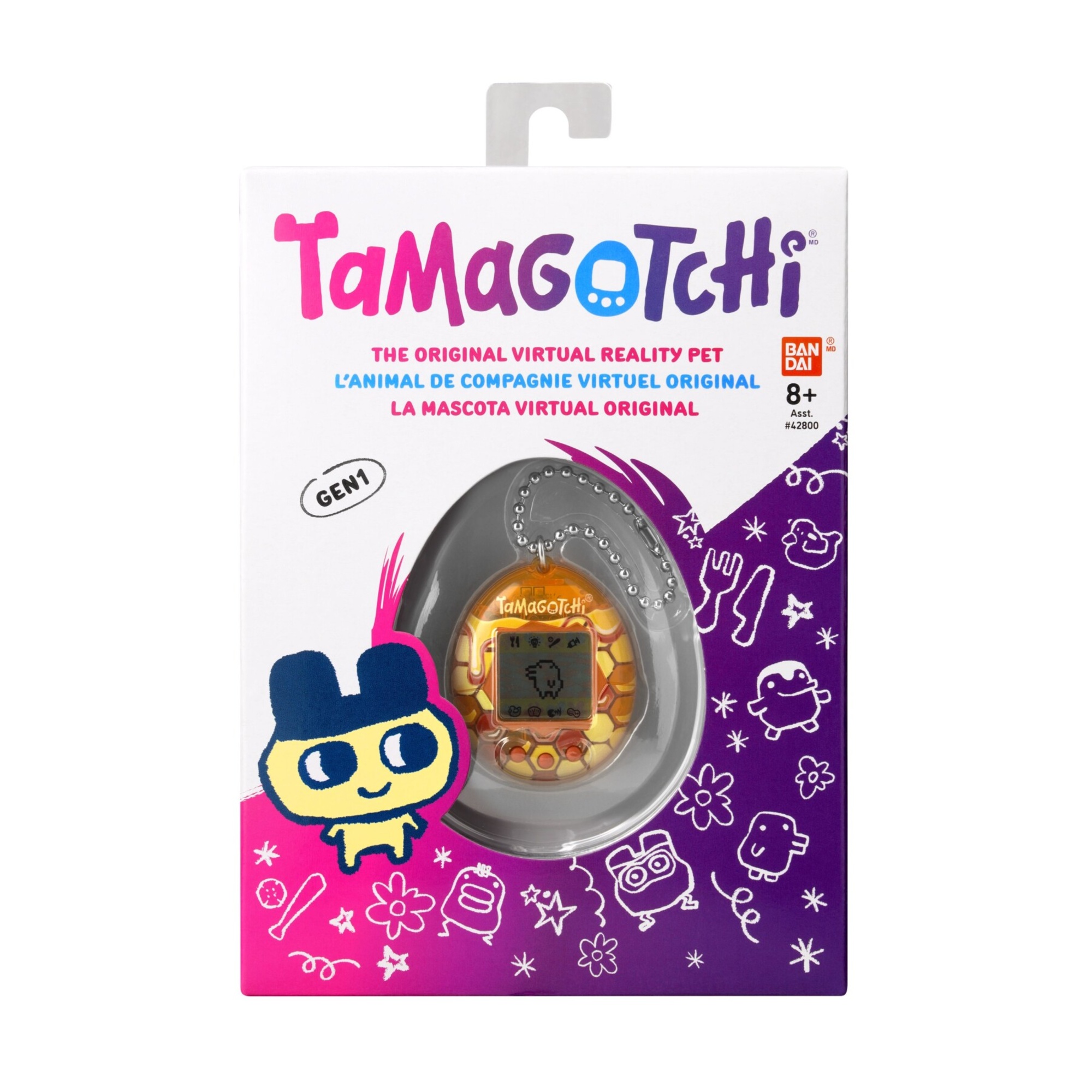 Tamagotchi originale honey, versione italiana, modello classico degli anni '90, mini-gioco incluso, adatto per bambini da 8 anni in su - TAMAGOTCHI