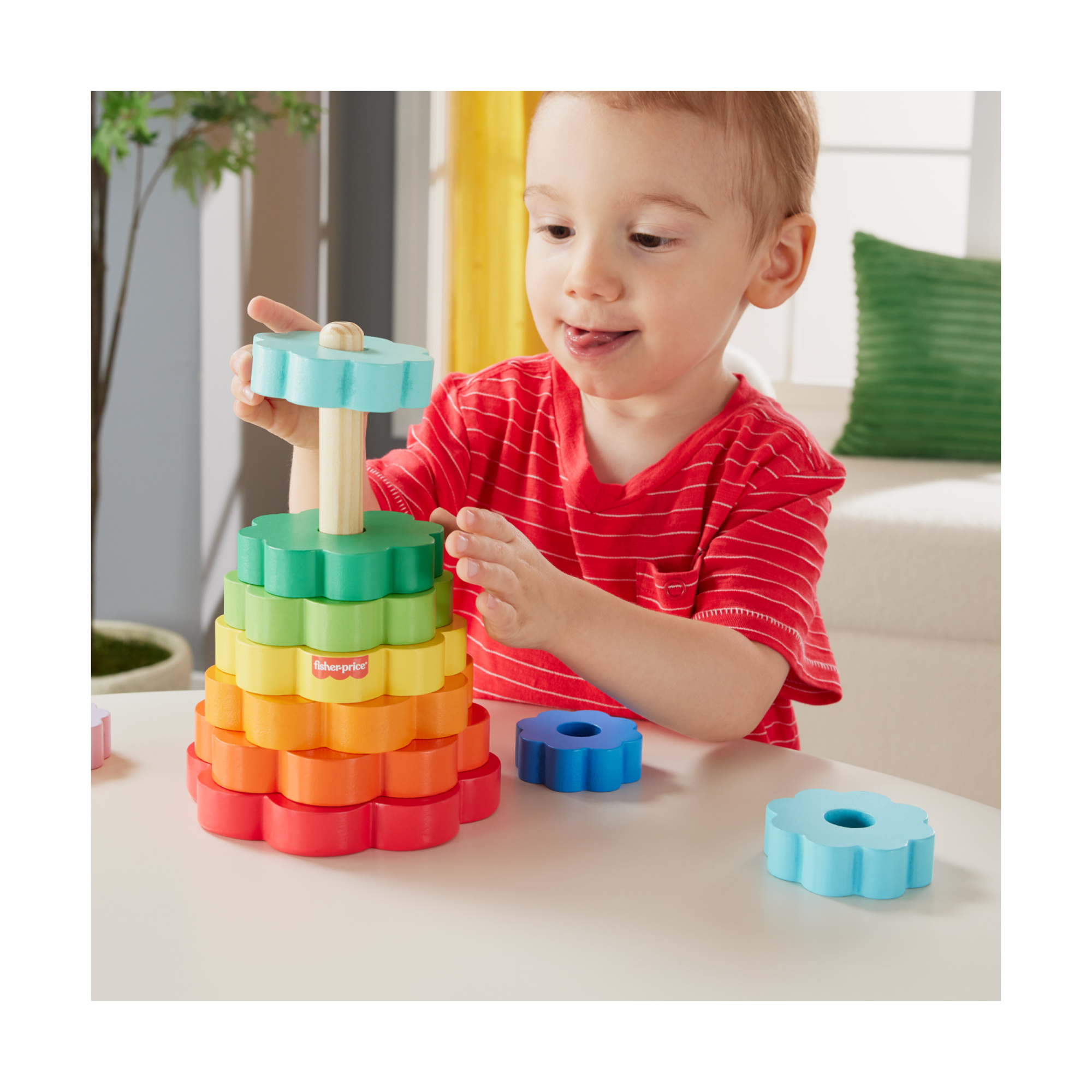 Piramide in legno - giocattolo creativo con 1 base e 9 anelli - fisher-price wood - FISHER-PRICE