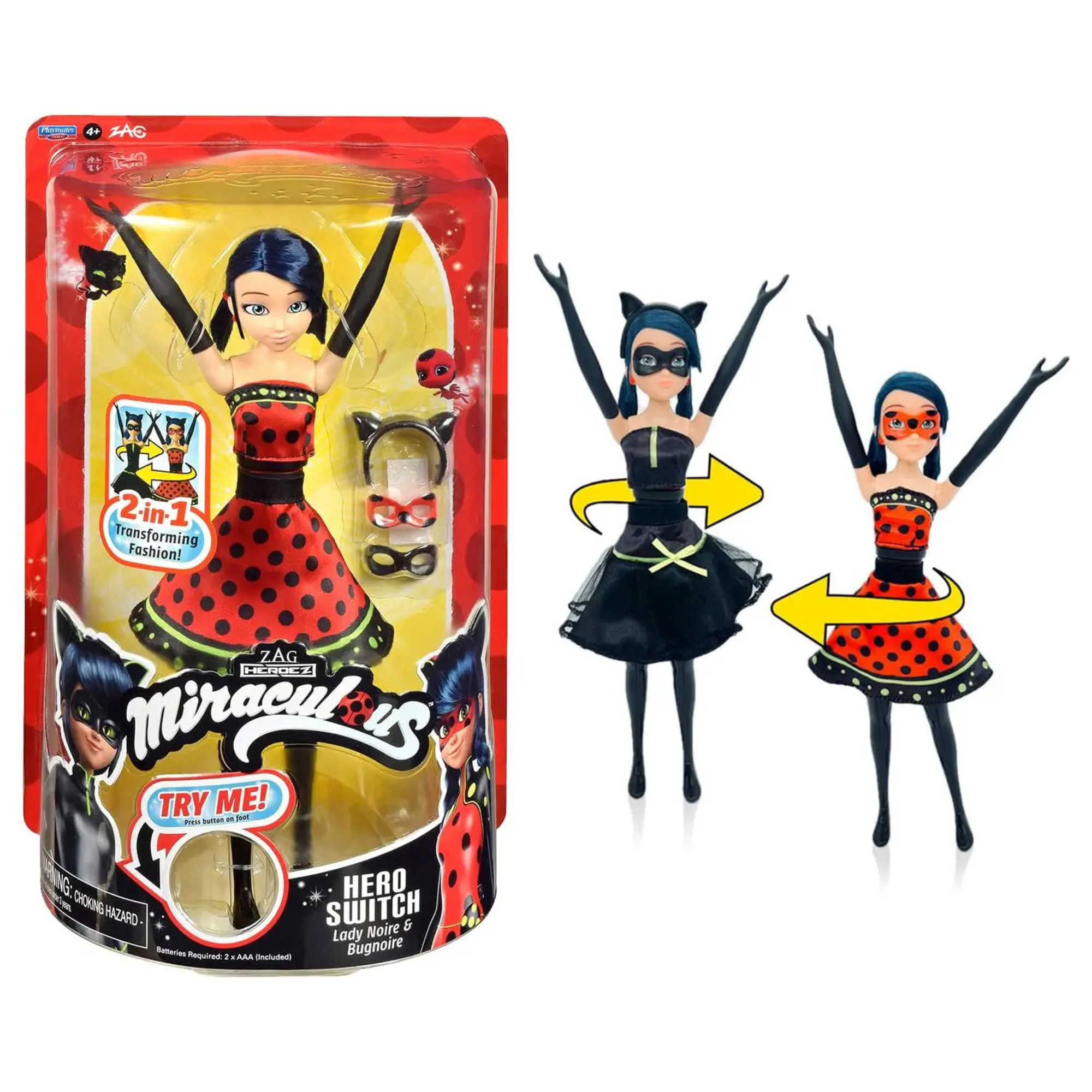 Miraculous bambola ladybug trasformazione 2 in 1 - lady noire e bugnoire - +3 anni - MIRACOLOUS