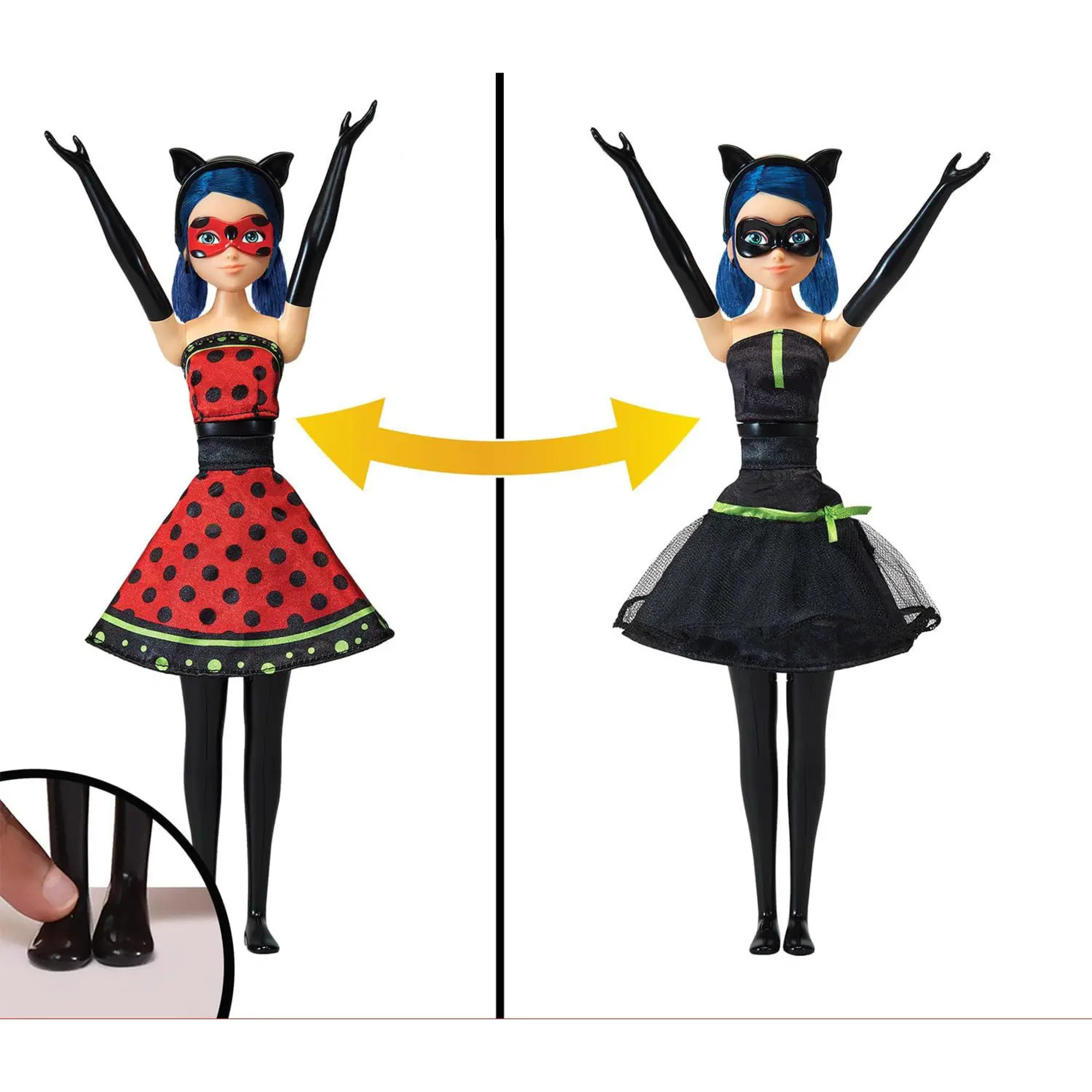 Miraculous bambola ladybug trasformazione 2 in 1 - lady noire e bugnoire - +3 anni - MIRACOLOUS