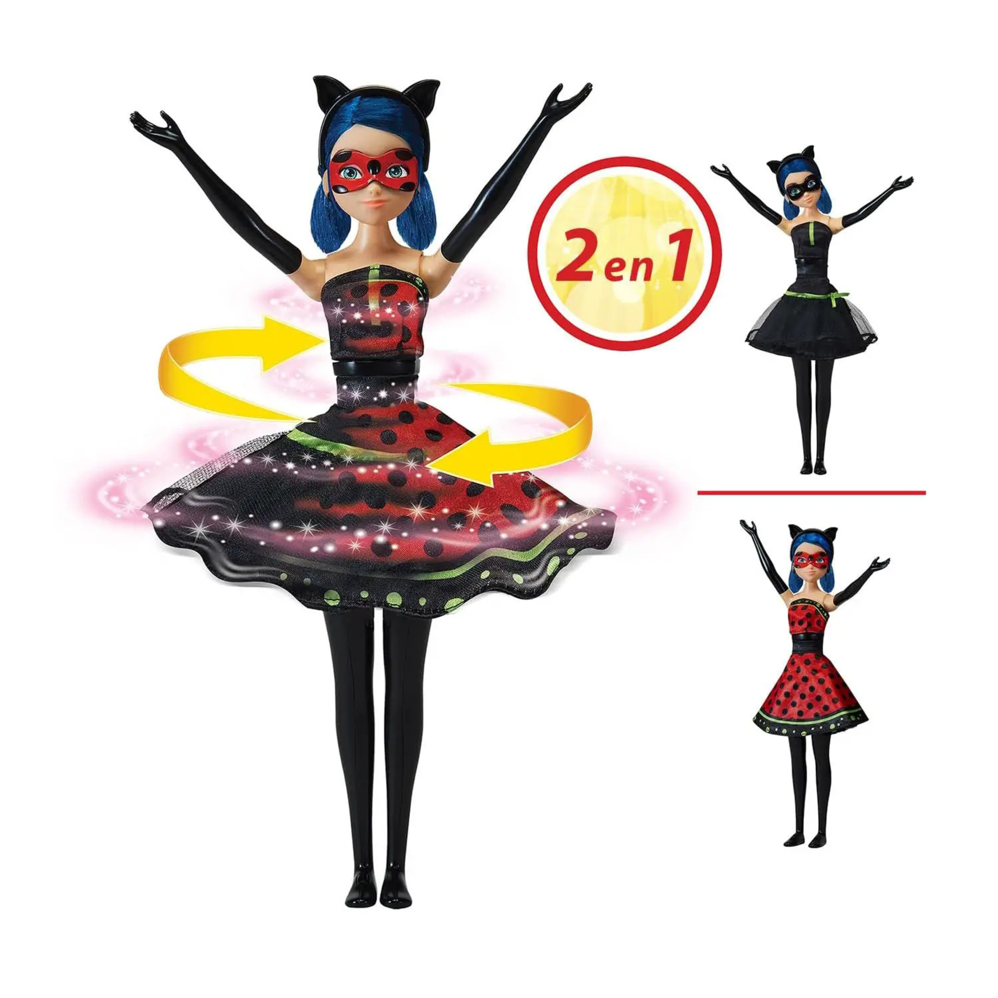 Miraculous bambola ladybug trasformazione 2 in 1 - lady noire e bugnoire - +3 anni - MIRACOLOUS