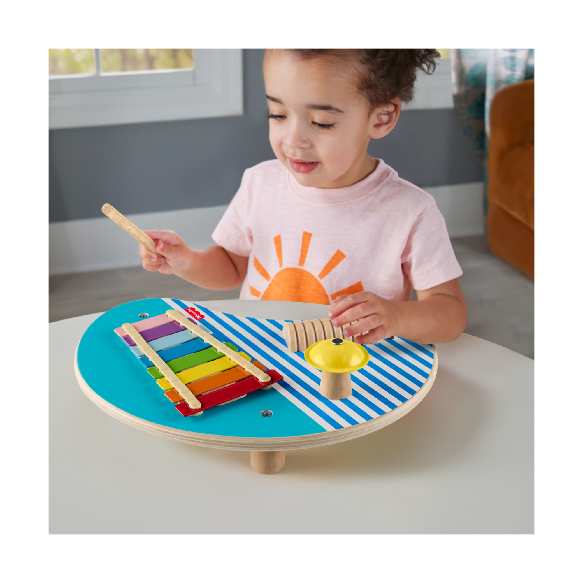 Tavolino musicale in legno - set con tavolino e bacchette - fisher-price wood - FISHER-PRICE