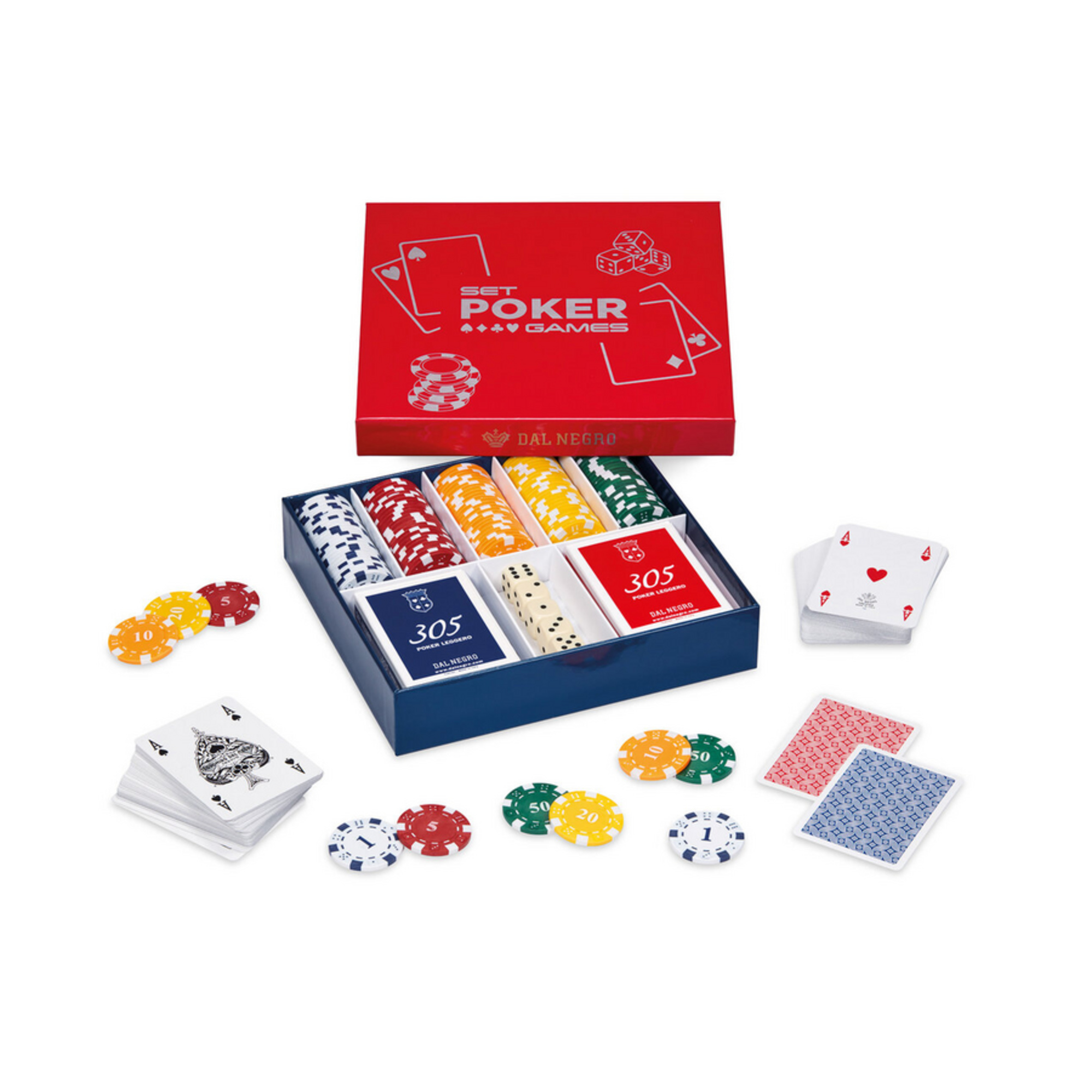 Set poker completo dal negro - 125 fiches, 2 mazzi di carte e 5 dadi inclusi - NO BRAND