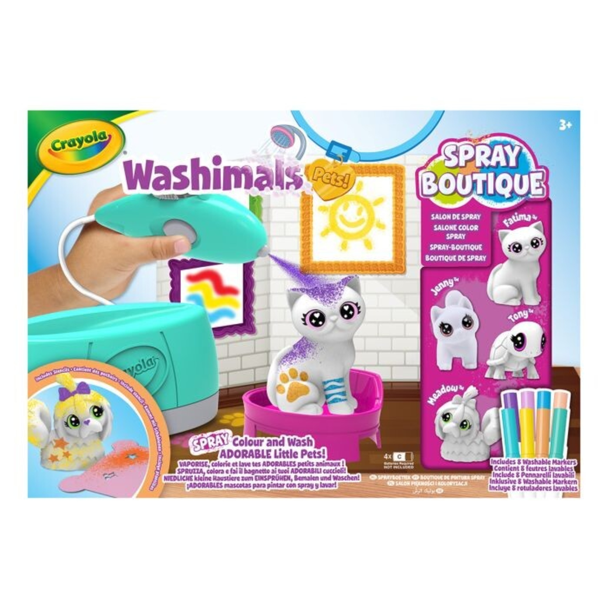 Crayola washimals spray boutique set - attività colora lava ricolora con 4 cuccioli - CRAYOLA