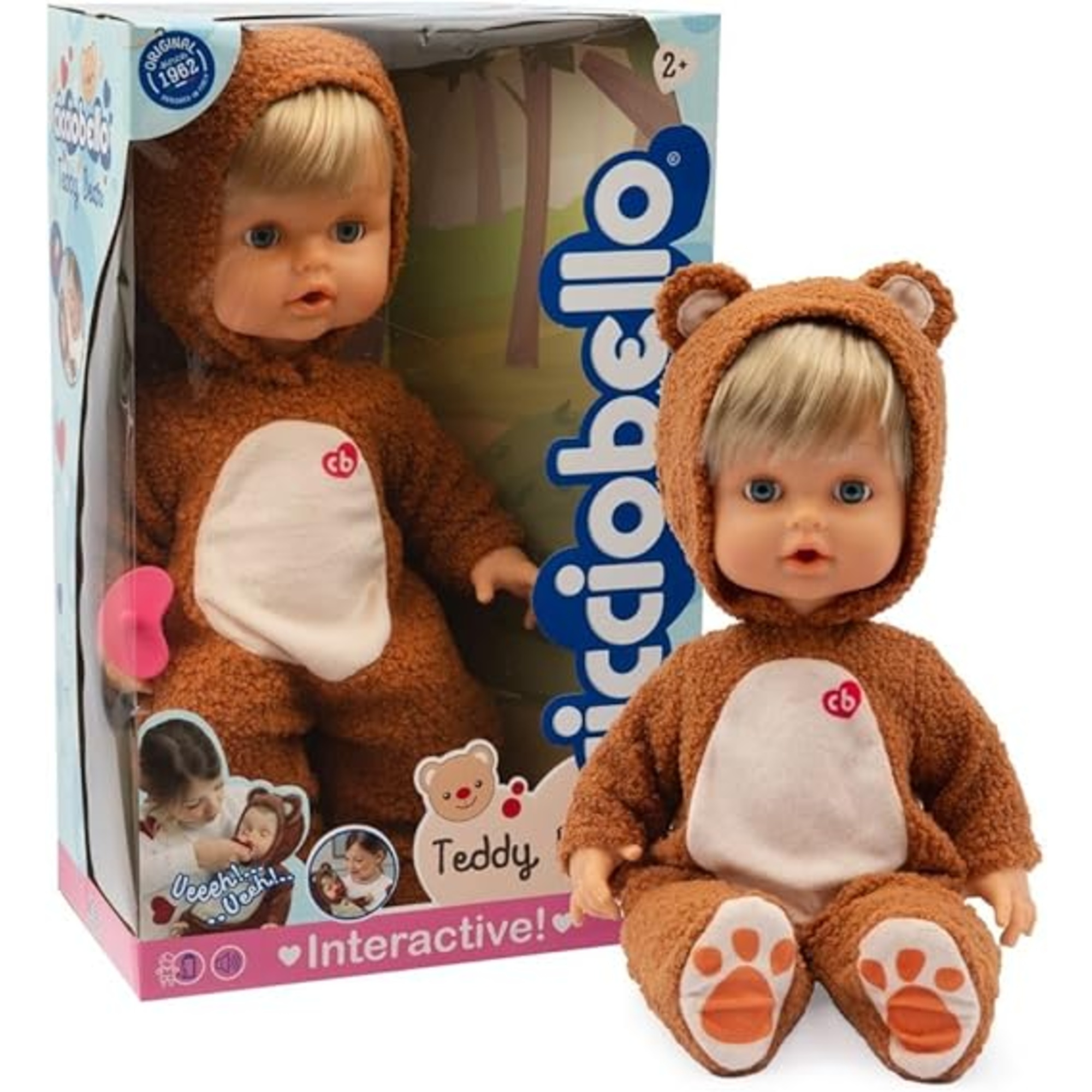 Cicciobello teddy bear - bambola interattiva 42 cm con ciuccio e funzione pianto - giochi preziosi - Cicciobello