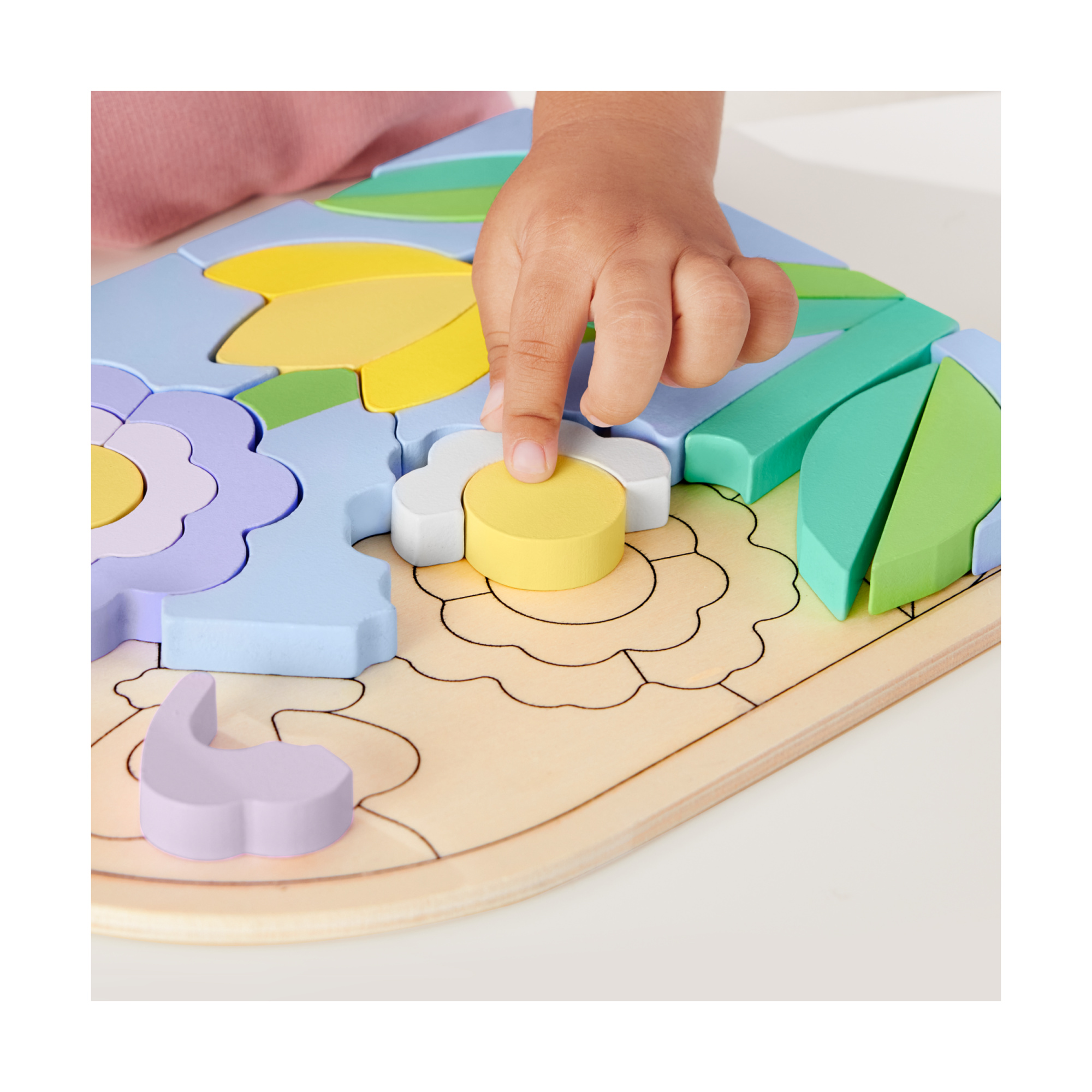 Puzzle di fiori in legno - 37 blocchi sagomati - fisher-price wood - FISHER-PRICE