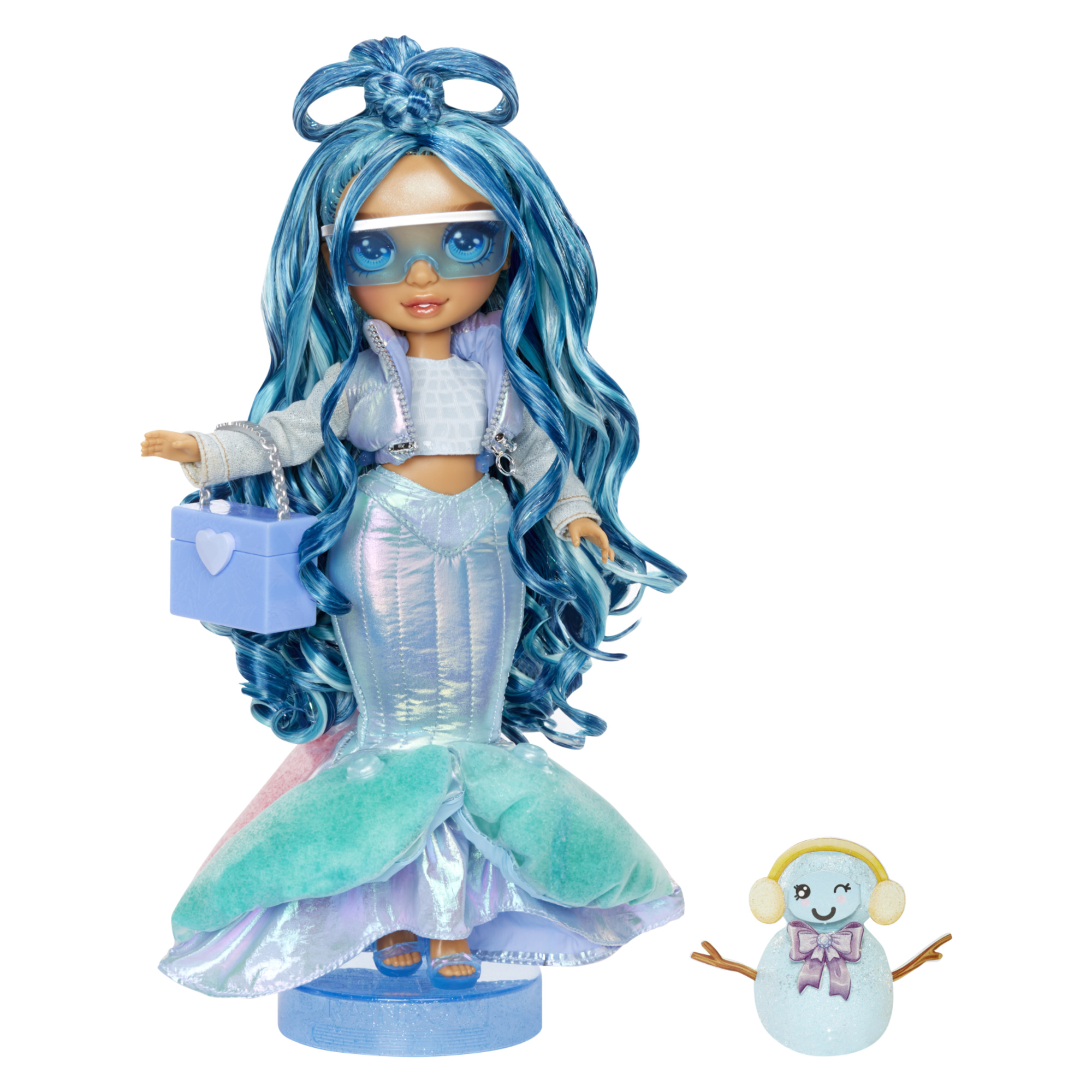 Rainbow high winter wonderland skyler - bambola moda 28cm con neve magica nei vestiti, gonfiabile con acqua e kit pupazzo di neve - Rainbow High