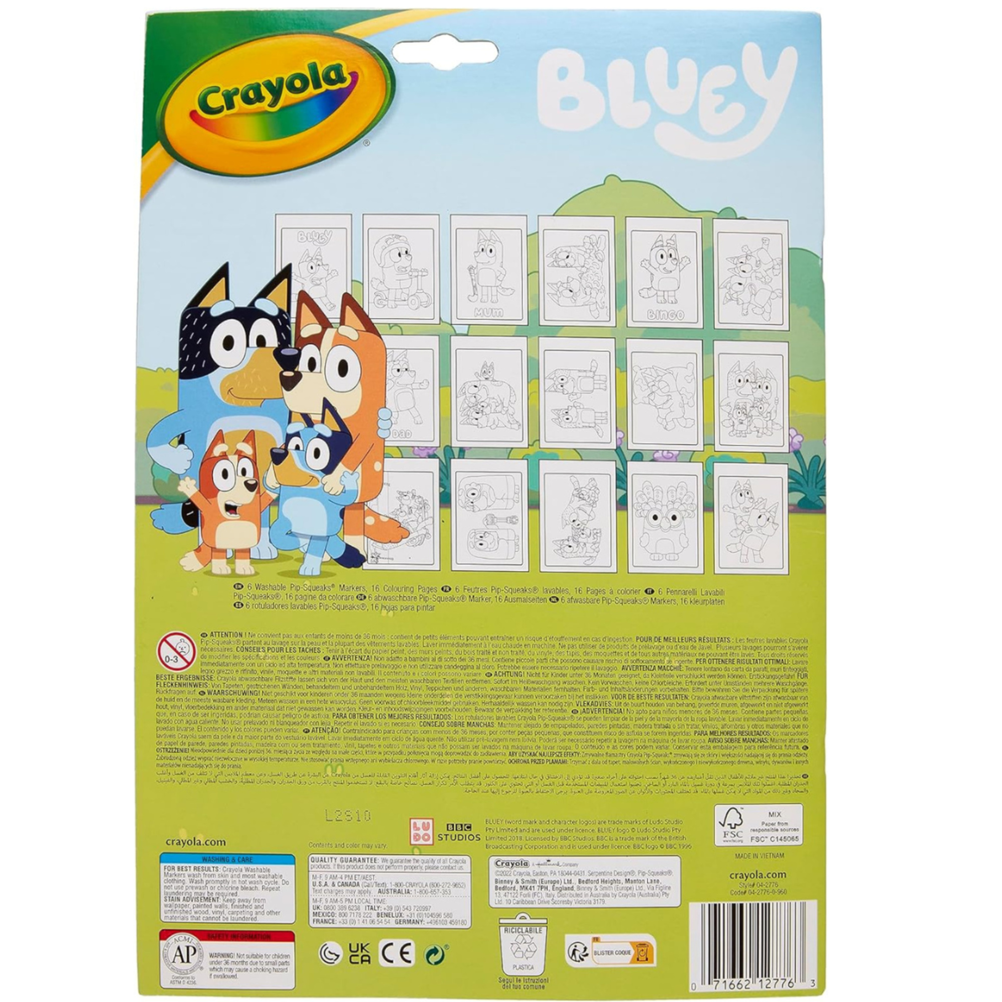 Bluey album colora con i numeri, con 16 pagine e 6 pennarelli lavabili - 3+ - crayola - BLUEY