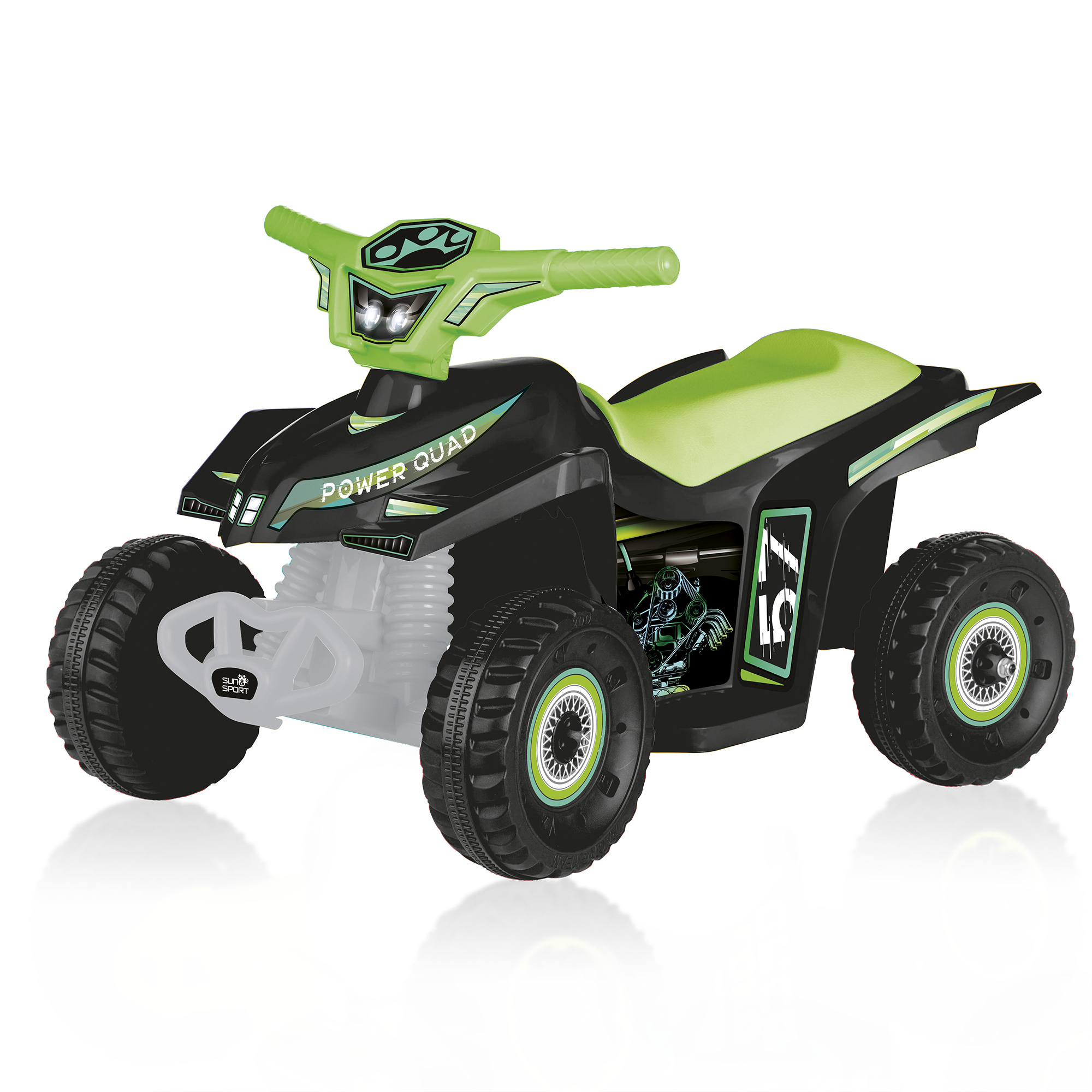 Quad elettrico per bambini - grandi ruote, stabilità e guida realistica fino a 2,7 km/h - peso massimo supportato 50 kg - verde - SUN&SPORT