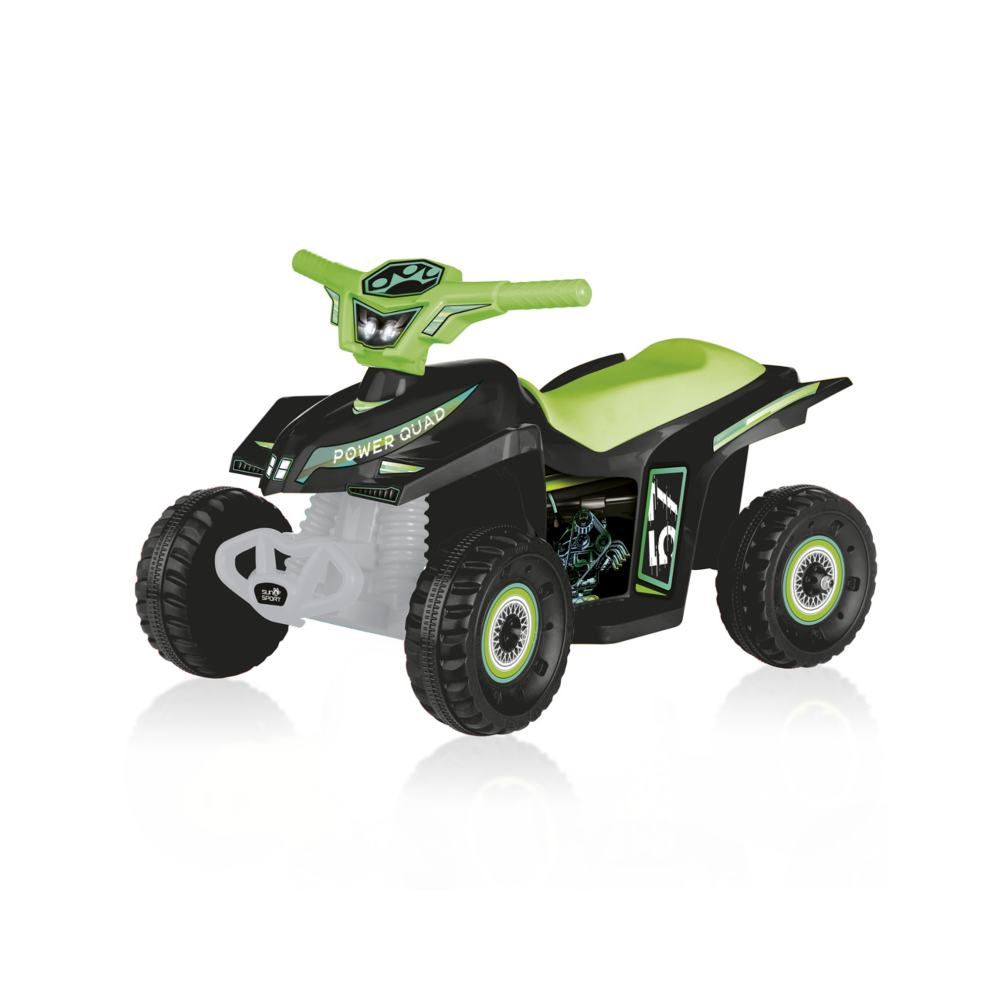 Quad elettrico per bambini - grandi ruote, stabilità e guida realistica fino a 2,7 km/h - peso massimo supportato 50 kg - verde - SUN&SPORT