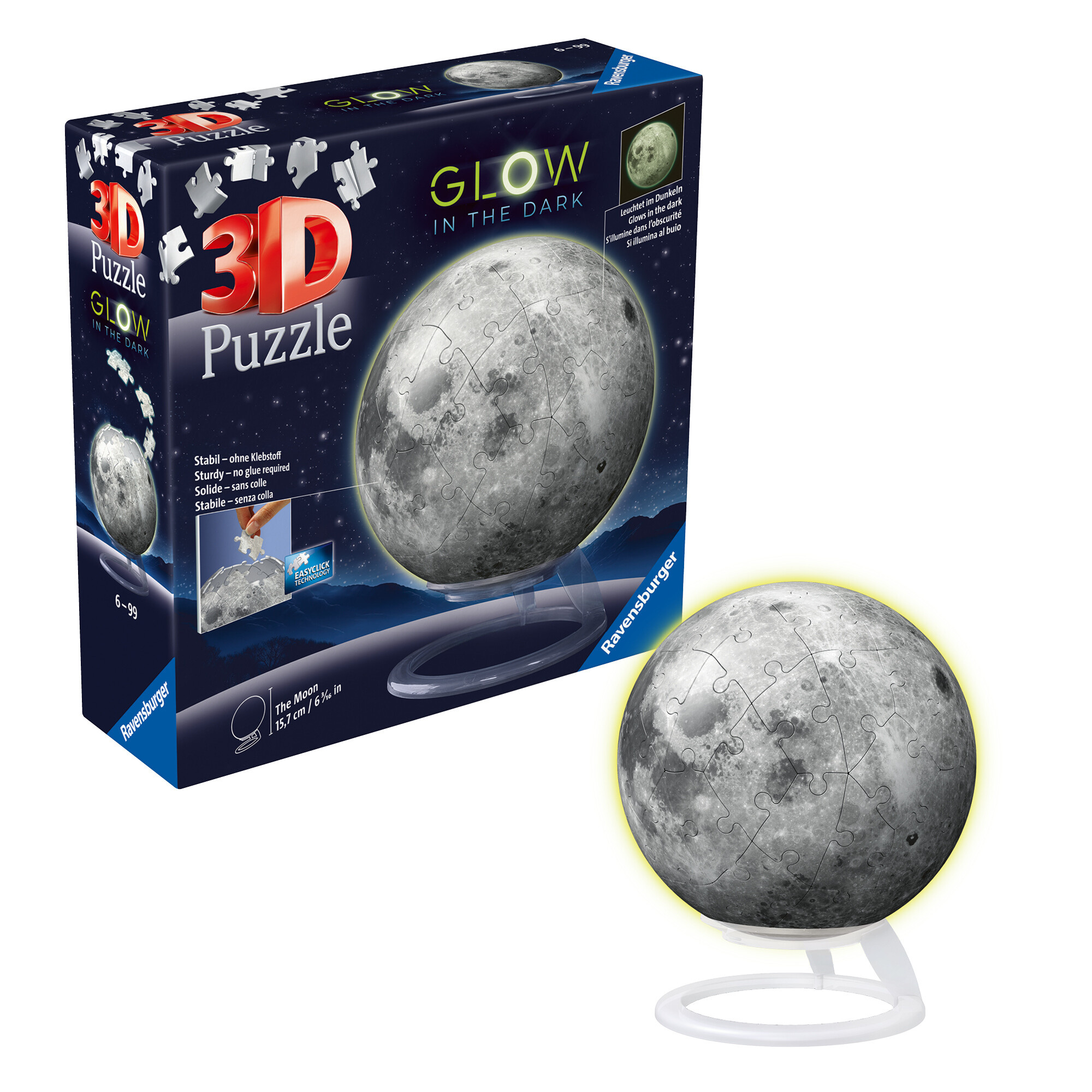 3d puzzle luna glow in the dark - ravensburger - RAVENSBURGER