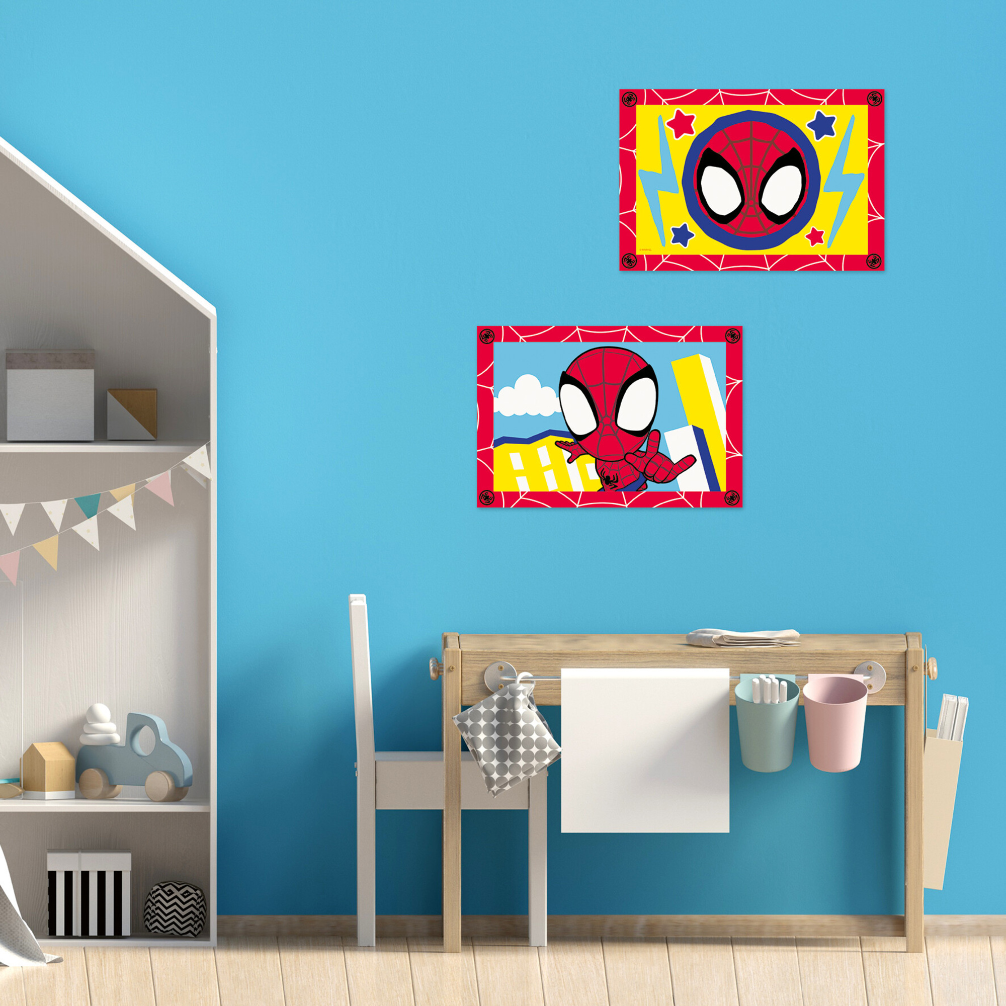 Creart serie junior, spidey, kit dipingere con i numeri, contiene 2 tavole prestampate, pennello, co - ravensburger - CREART