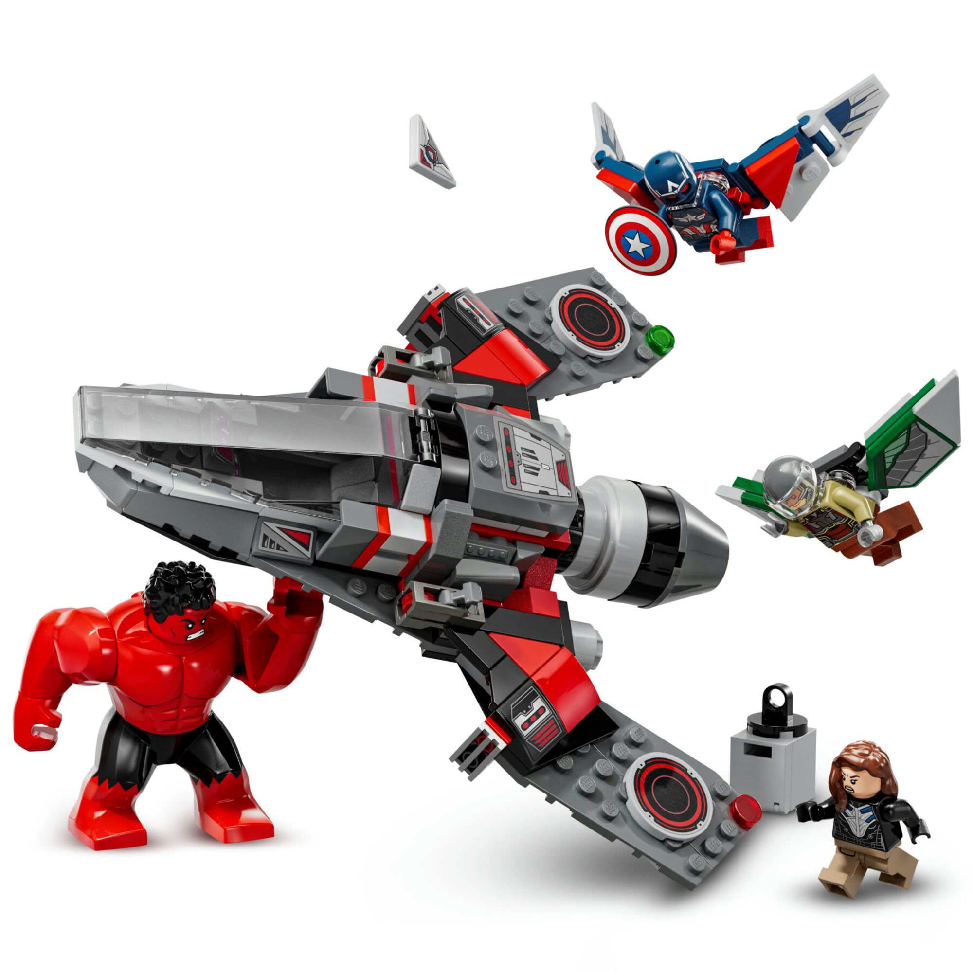 Lego marvel 76292 battaglia captain america vs. hulk rosso con aereo giocattolo e minifigure dei supereroi, giochi bambini 8+ - LEGO SUPER HEROES