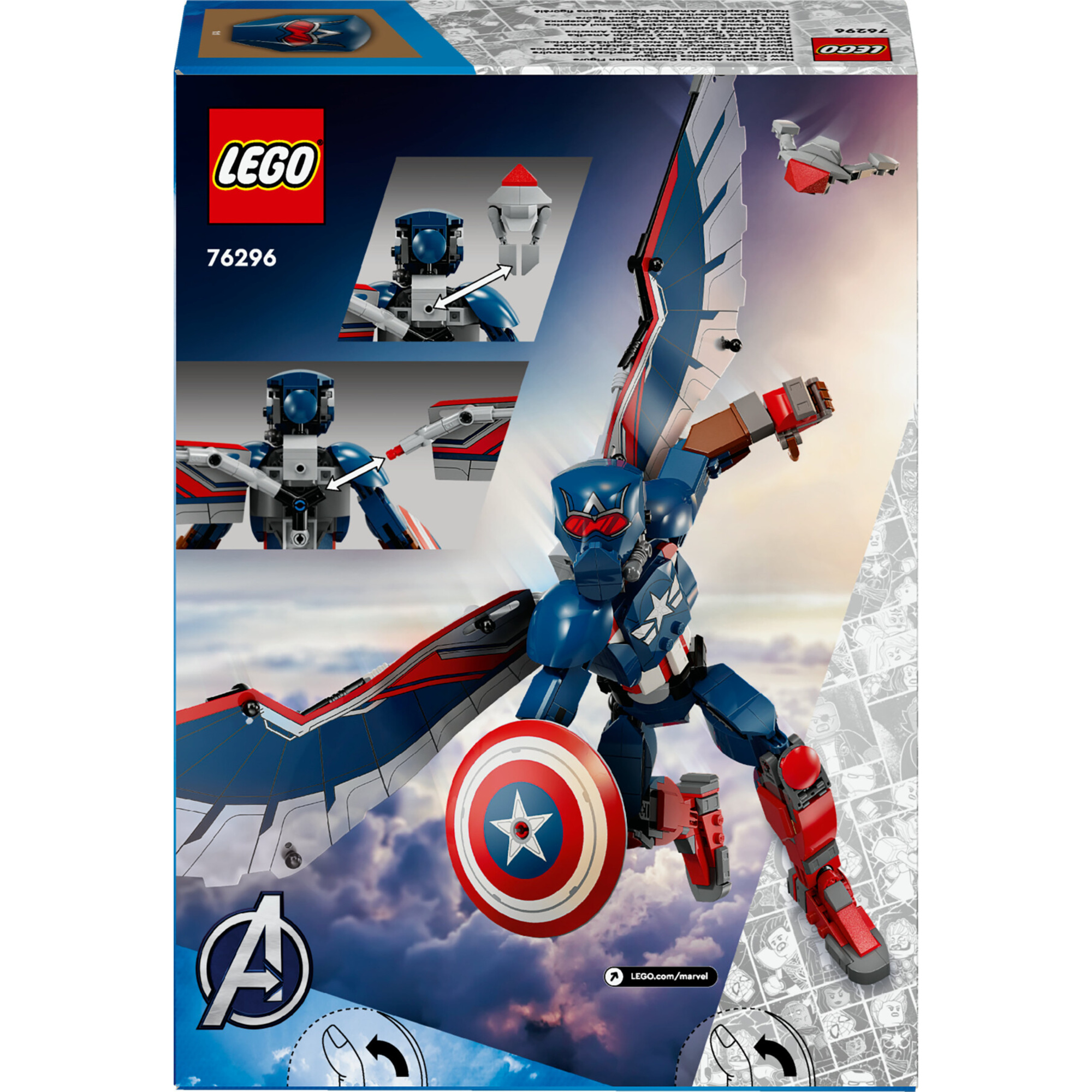 Lego marvel 76296 nuovo personaggio costruibile di captain america, action figure giocattolo snodabile, giochi per bambini 8+ - LEGO SUPER HEROES