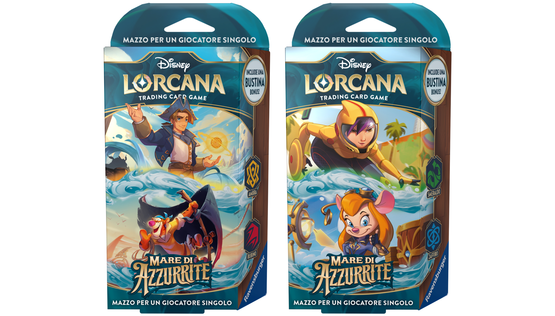 Disney lorcana – mare di azzurrite – mazzo base smeraldo e zaffiro – 8+ anni - Lorcana