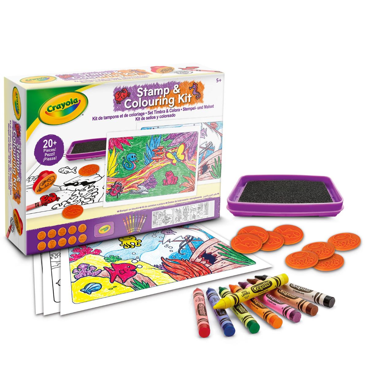 Crayola set timbra & colora - con stampini e pastelli a cera, tema animali - CRAYOLA