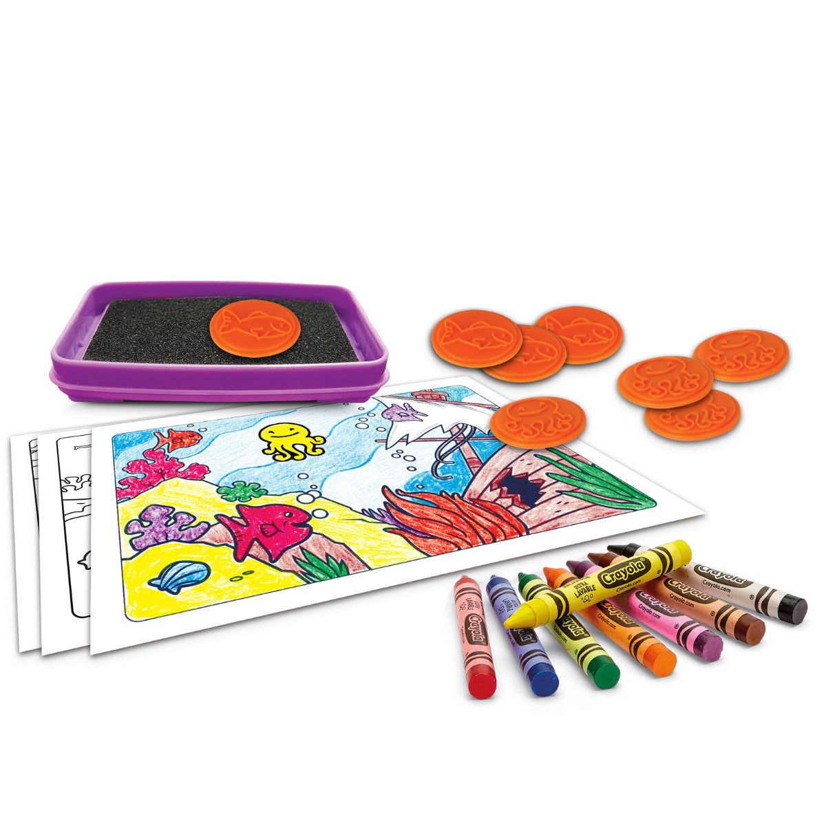 Crayola set timbra & colora - con stampini e pastelli a cera, tema animali - CRAYOLA