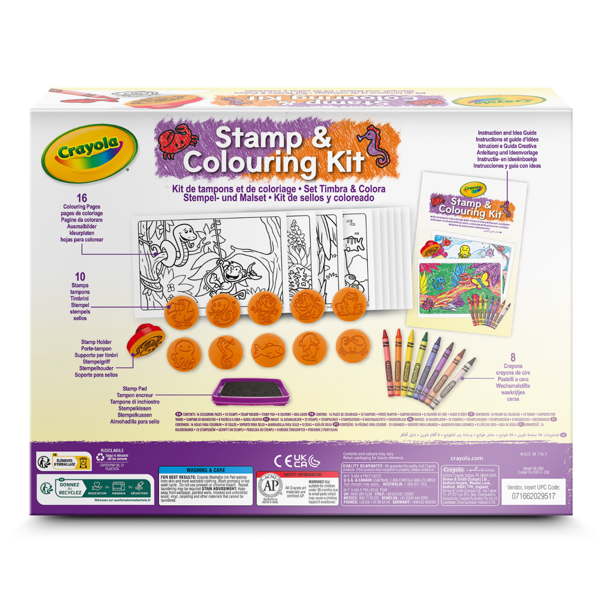 Crayola set timbra & colora - con stampini e pastelli a cera, tema animali - CRAYOLA