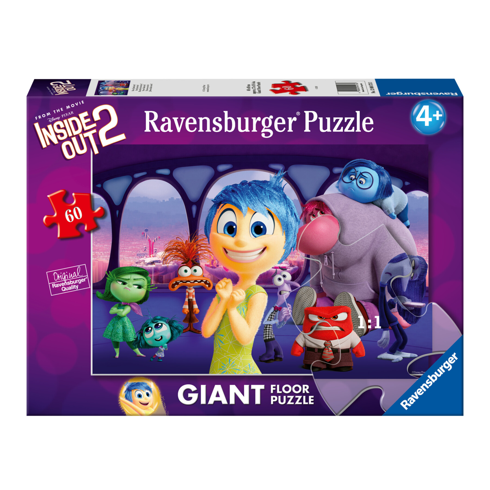 Puzzle inside out 2, nuove emozioni, collezione 60 giant pavimento, 60 pezzi, età raccomandata 4+ an - ravensburger - INSIDE OUT