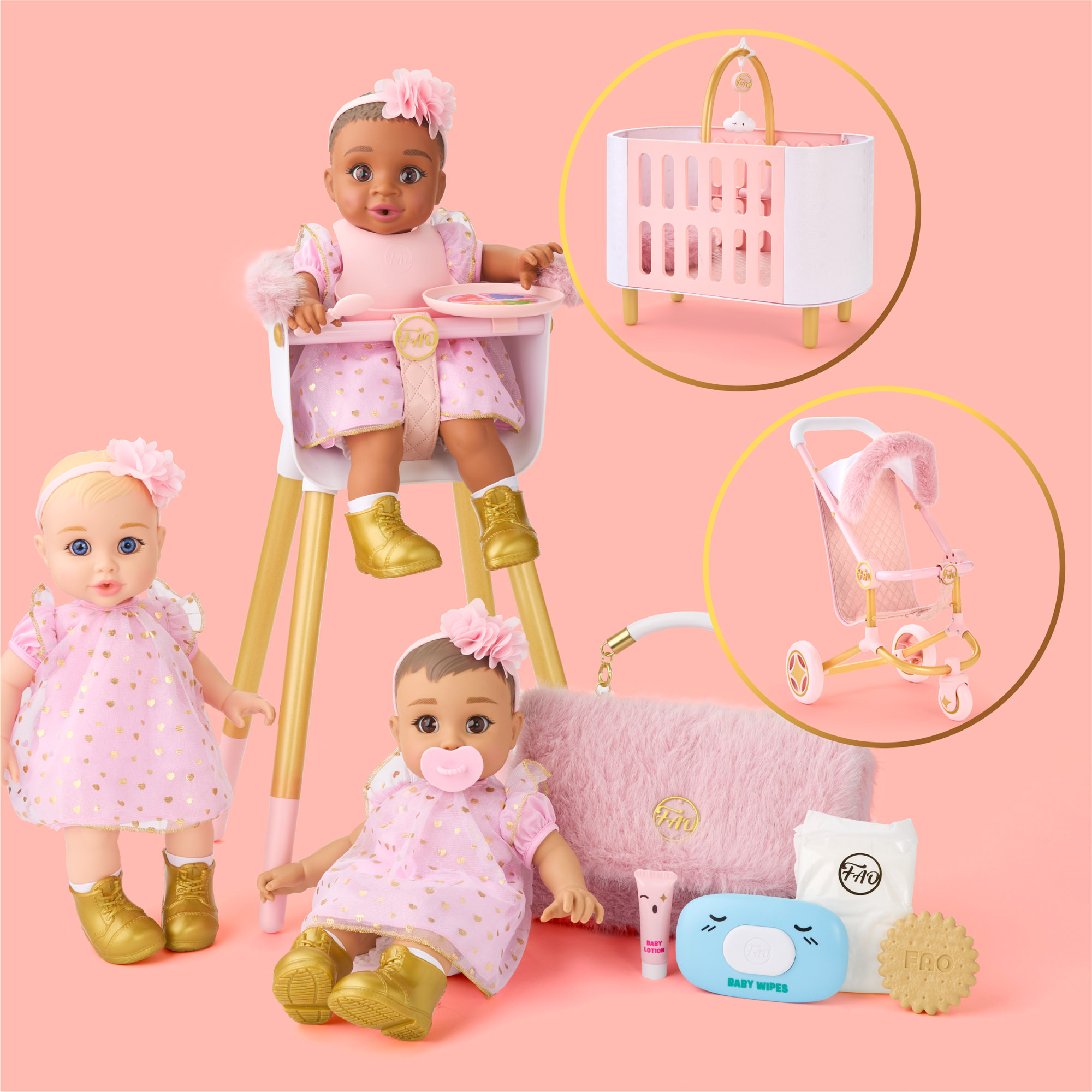 Bambola cuddle baby doll da 35 cm con capelli biondi - FAO Schwarz