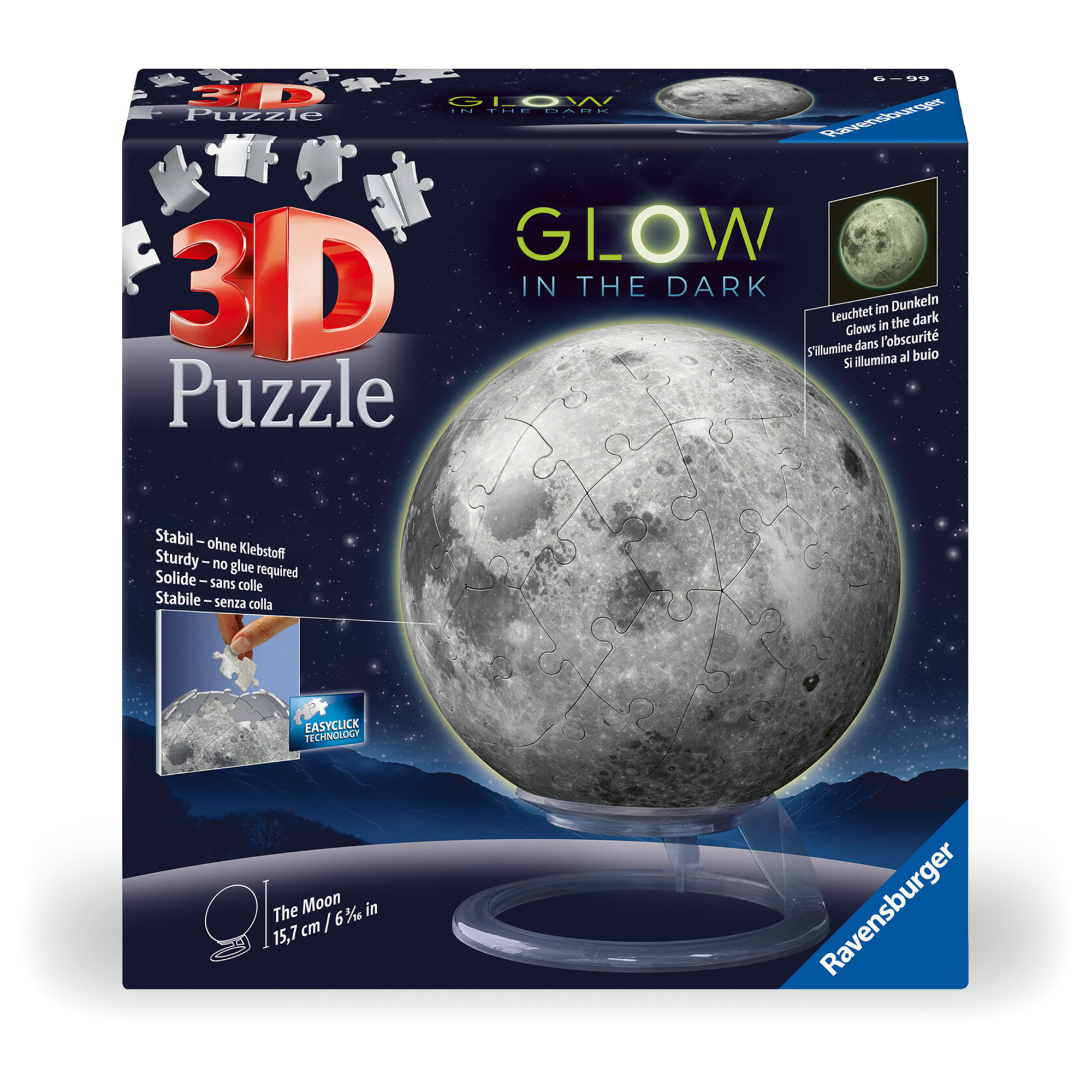 3d puzzle luna glow in the dark - ravensburger - RAVENSBURGER