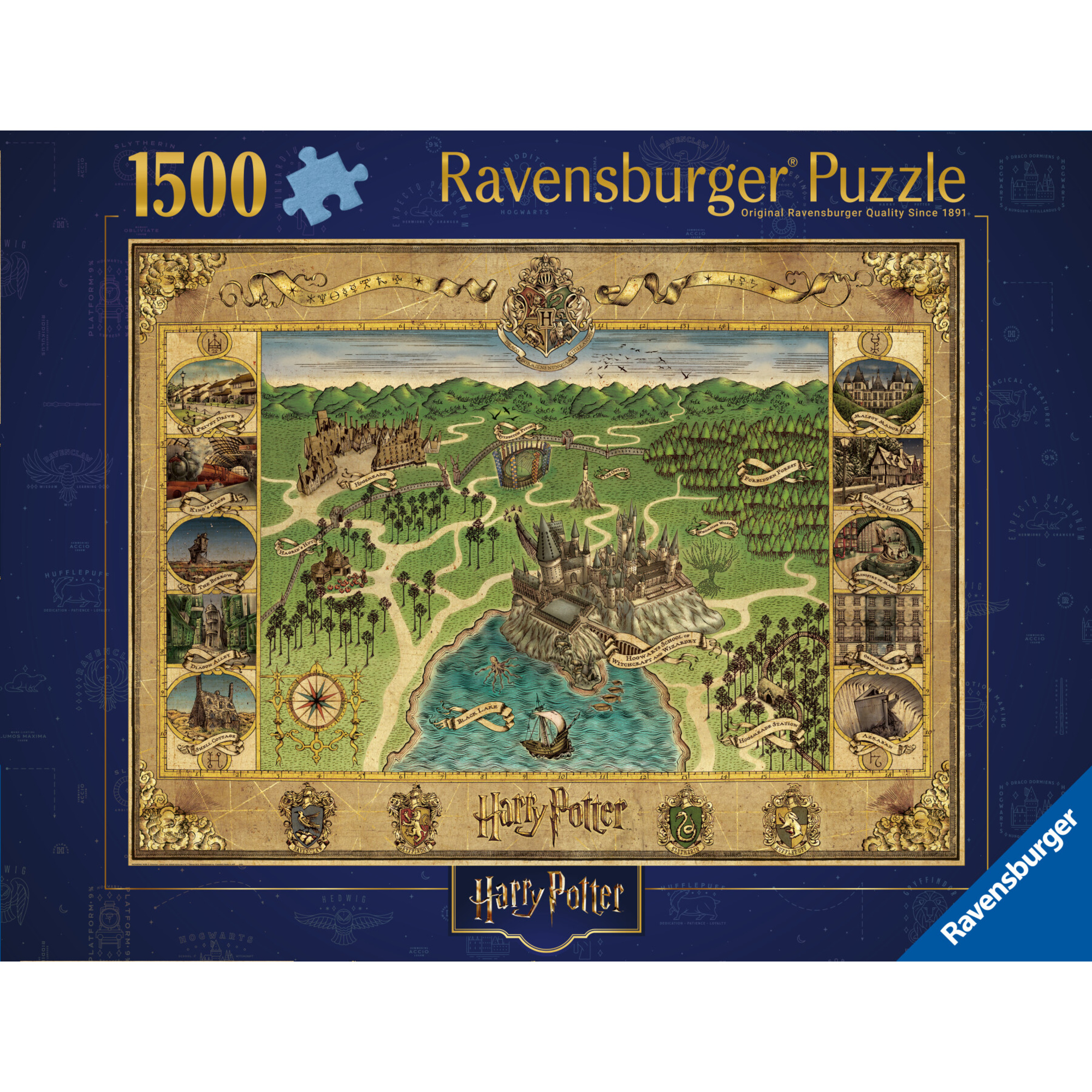 Puzzle mappa di hogwarts, 1500 pezzi, puzzle adulti - ravensburger - Harry Potter