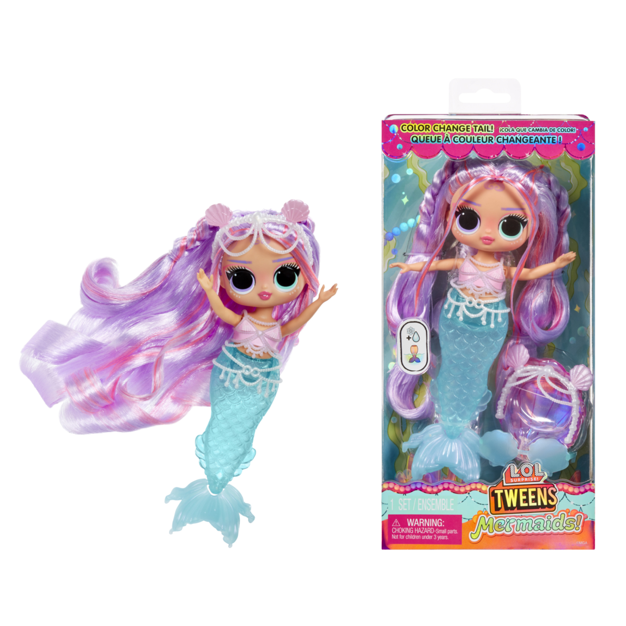 L.o.l. surprise! tweens mermaid - bambola alla moda con coda che cambia colore, pinna mobile e bellissimi accessori – 3 modelli assortiti - L.O.L SURPRISE, LOL