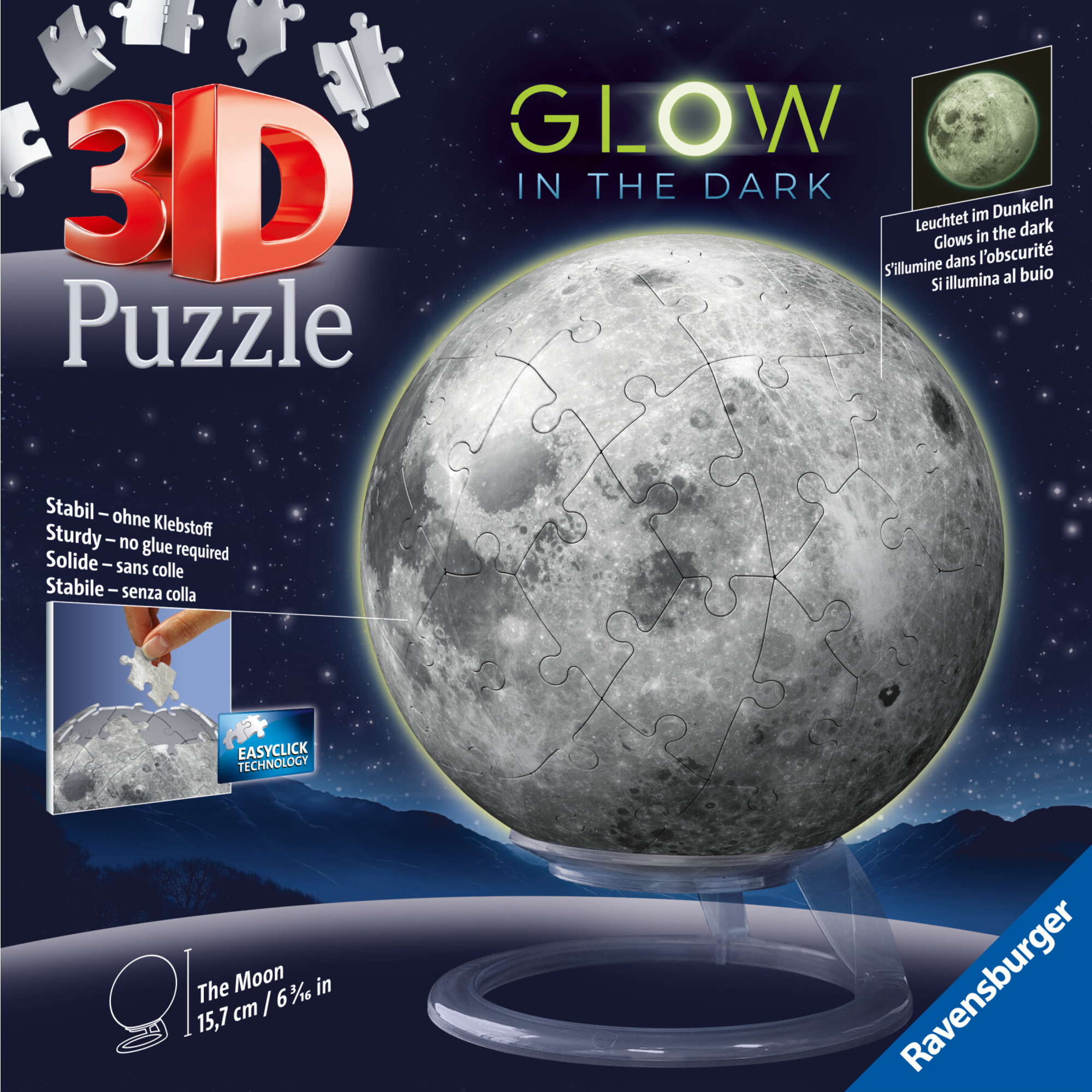 3d puzzle luna glow in the dark - ravensburger - RAVENSBURGER