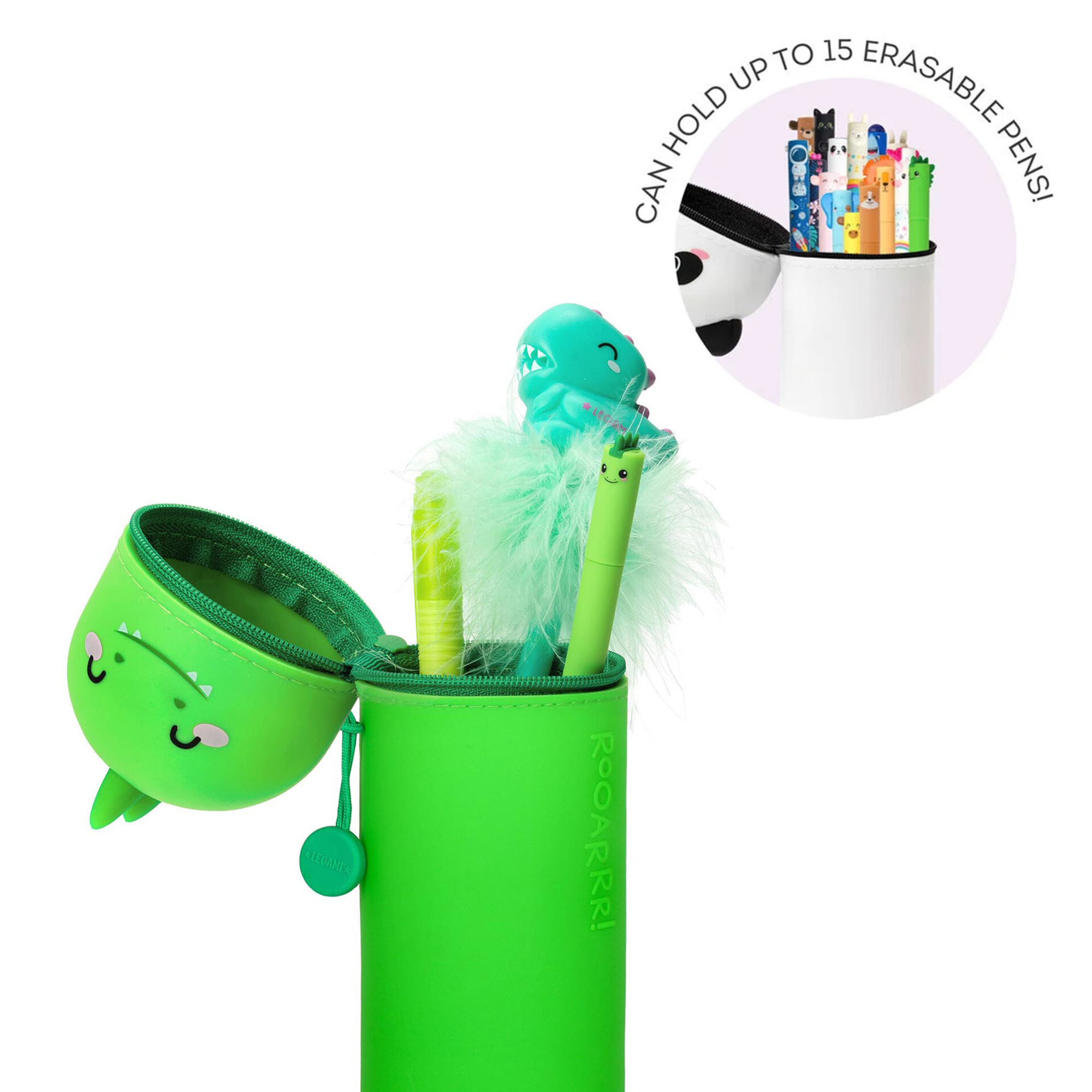 Astuccio  dinosauro 2 in 1 in morbido silicone - kawaii - extraordinary stationery - LEGAMI