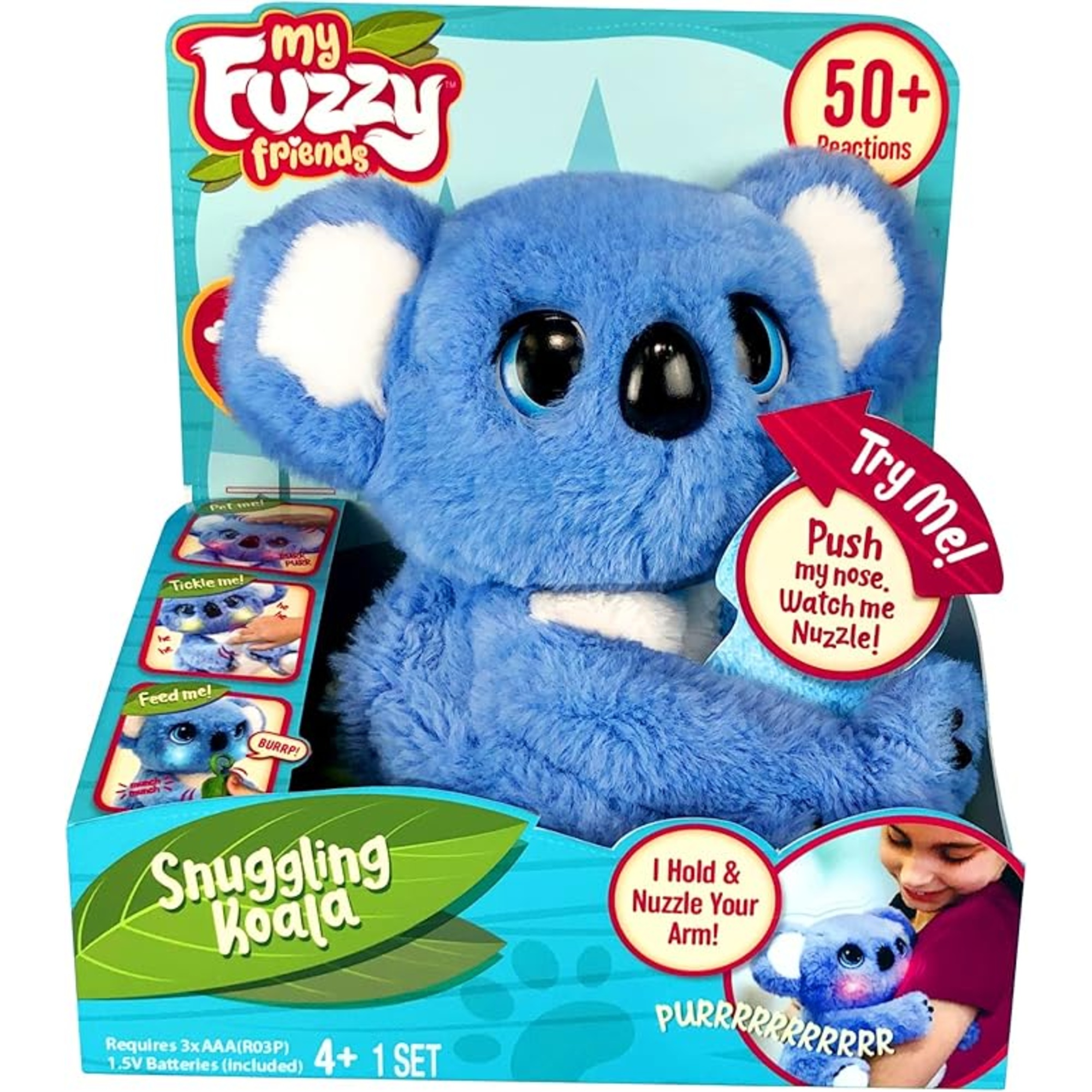 My fuzzy friends - peluche interattivo koala sidney in confezione regalo, 50 reazioni, led multicolore - MY FUZZY FRIENDS