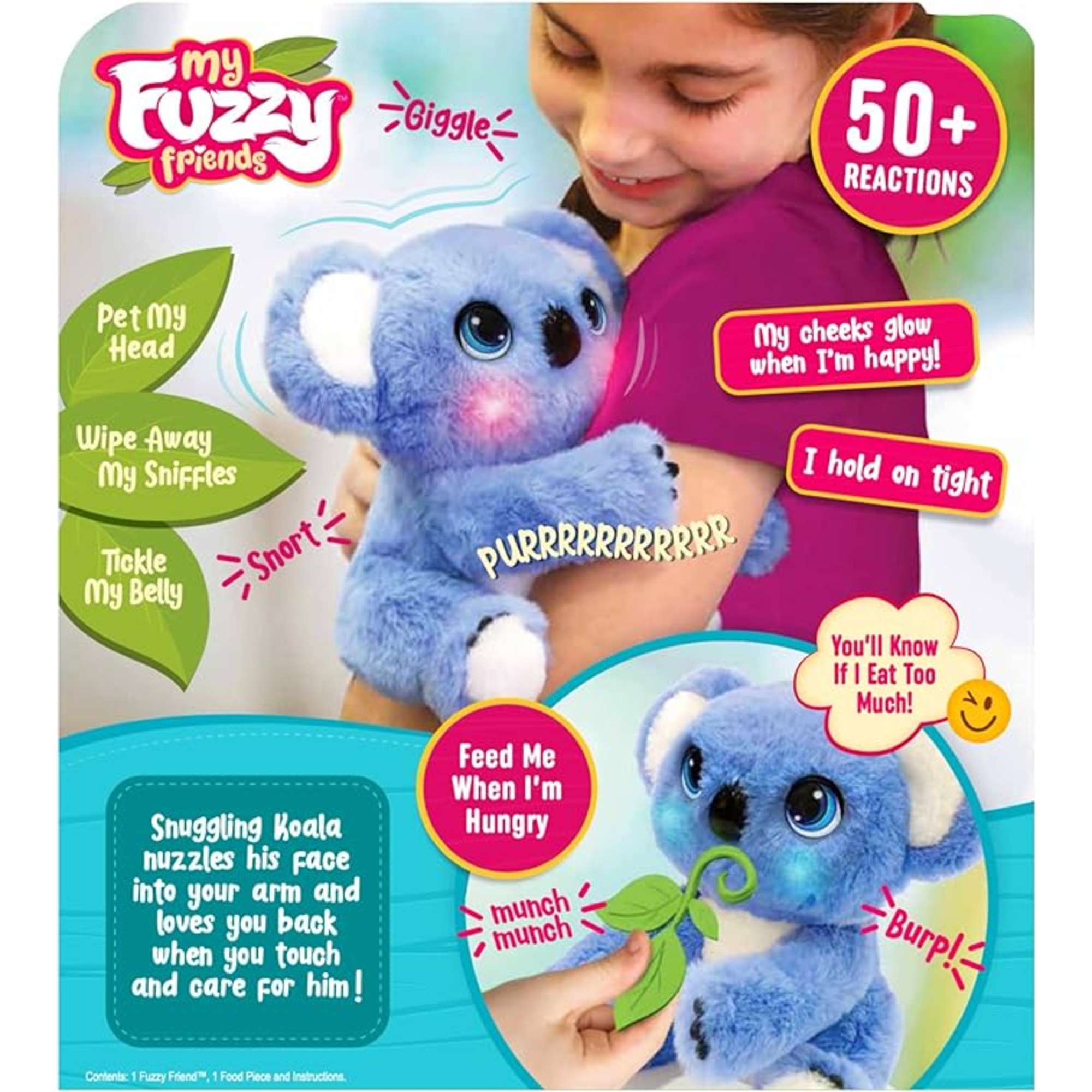 My fuzzy friends - peluche interattivo koala sidney in confezione regalo, 50 reazioni, led multicolore - MY FUZZY FRIENDS