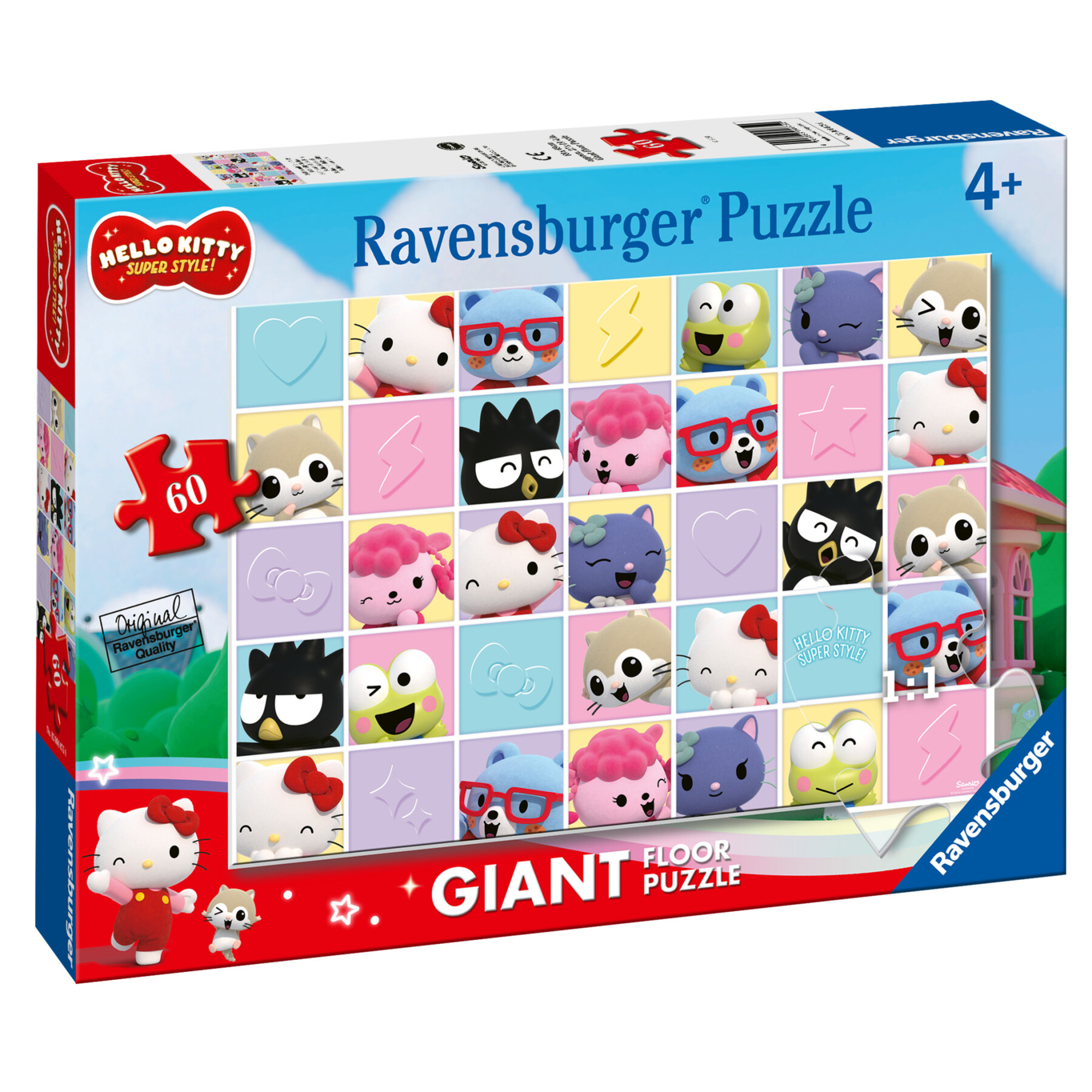 Puzzle hello kitty, collezione 60 giant pavimento, 60 pezzi, età raccomandata 4+ anni - ravensburger - Hello Kitty