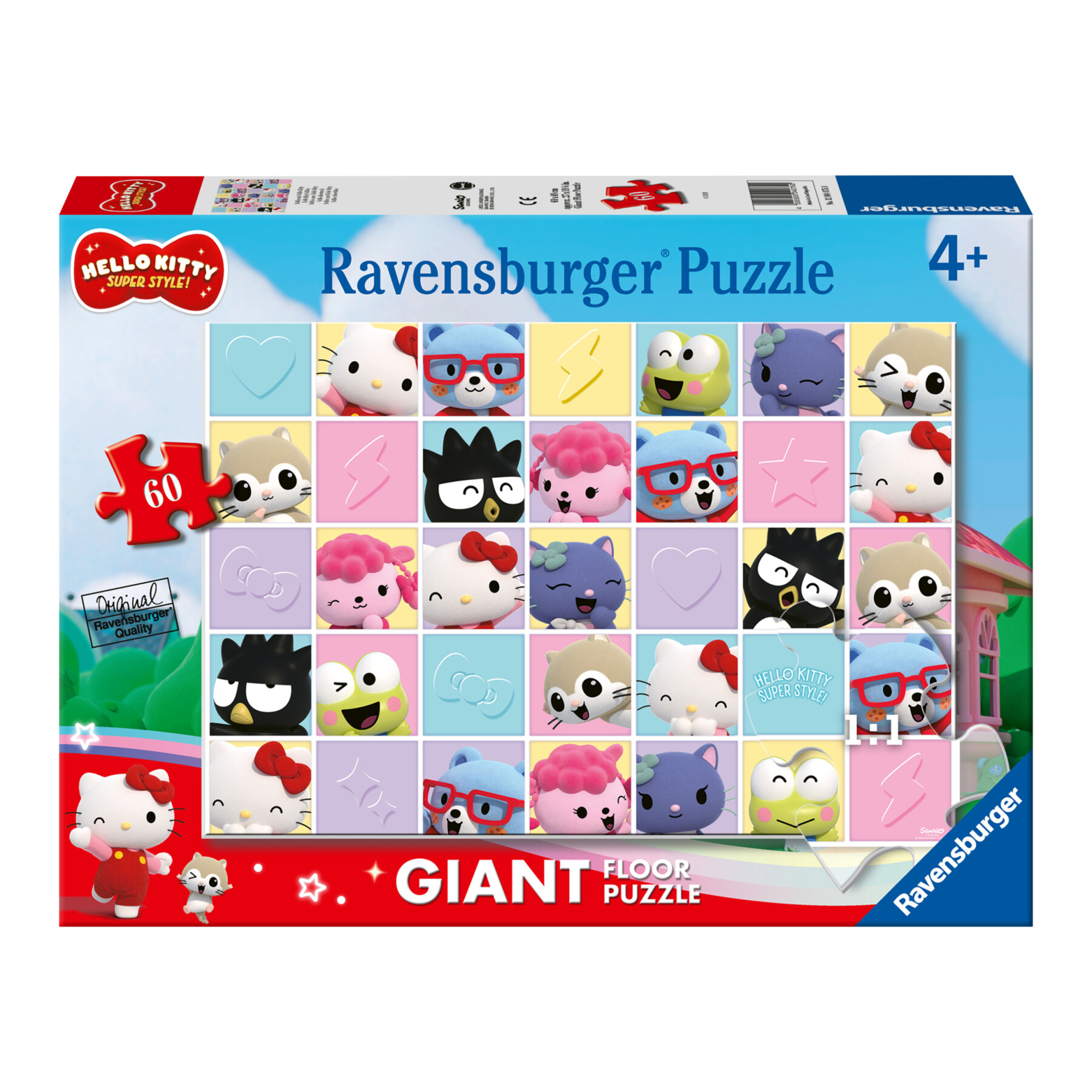 Puzzle hello kitty, collezione 60 giant pavimento, 60 pezzi, età raccomandata 4+ anni - ravensburger - Hello Kitty