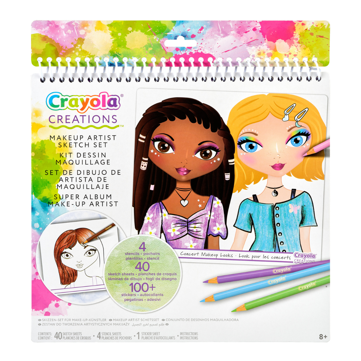 Crayola creations - super album make-up artist, per disegnare trucco e acconciature alla moda, con stencil e stickers, attività creativa e regalo, da 8 anni, 04-1056 - CRAYOLA