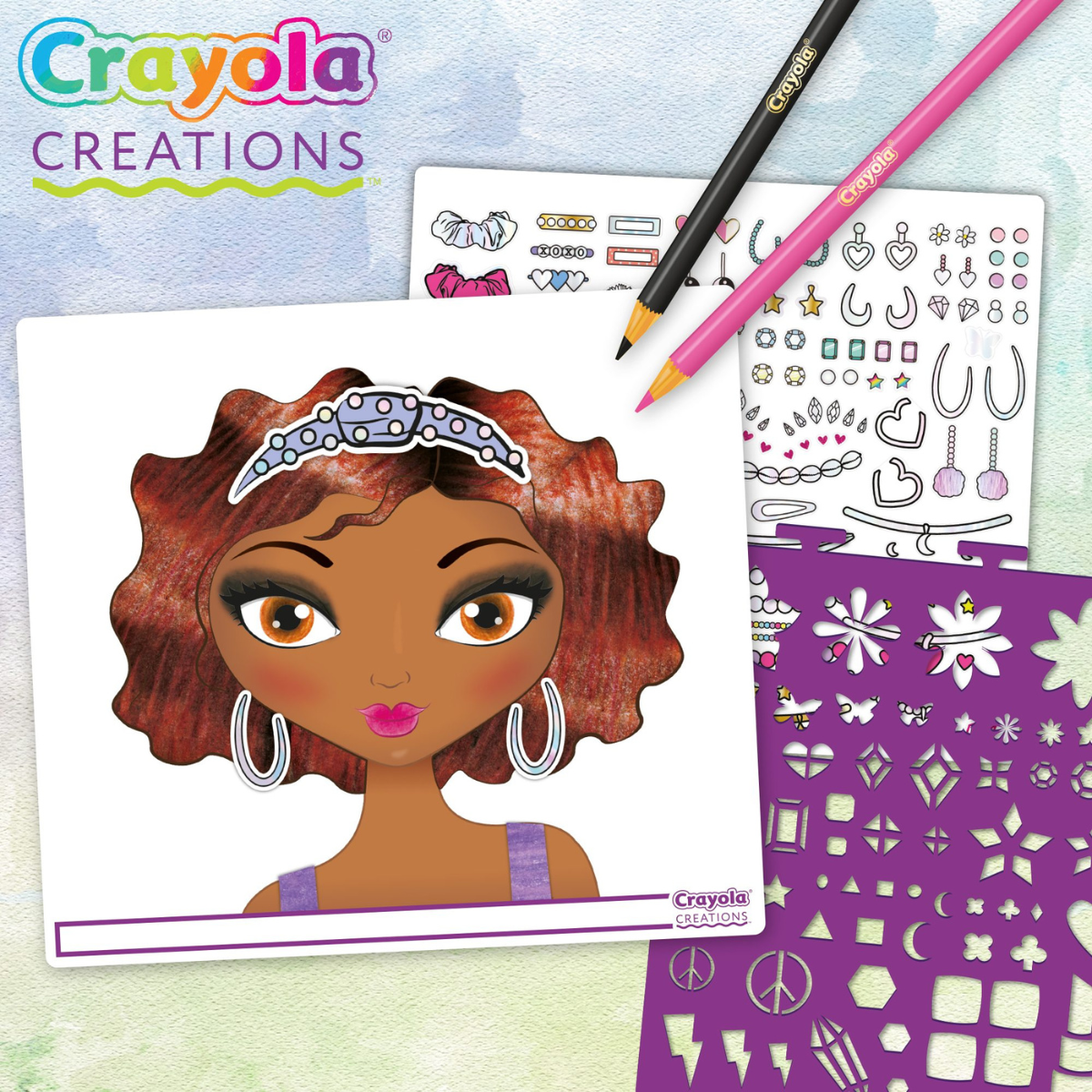 Crayola creations - super album make-up artist, per disegnare trucco e acconciature alla moda, con stencil e stickers, attività creativa e regalo, da 8 anni, 04-1056 - CRAYOLA