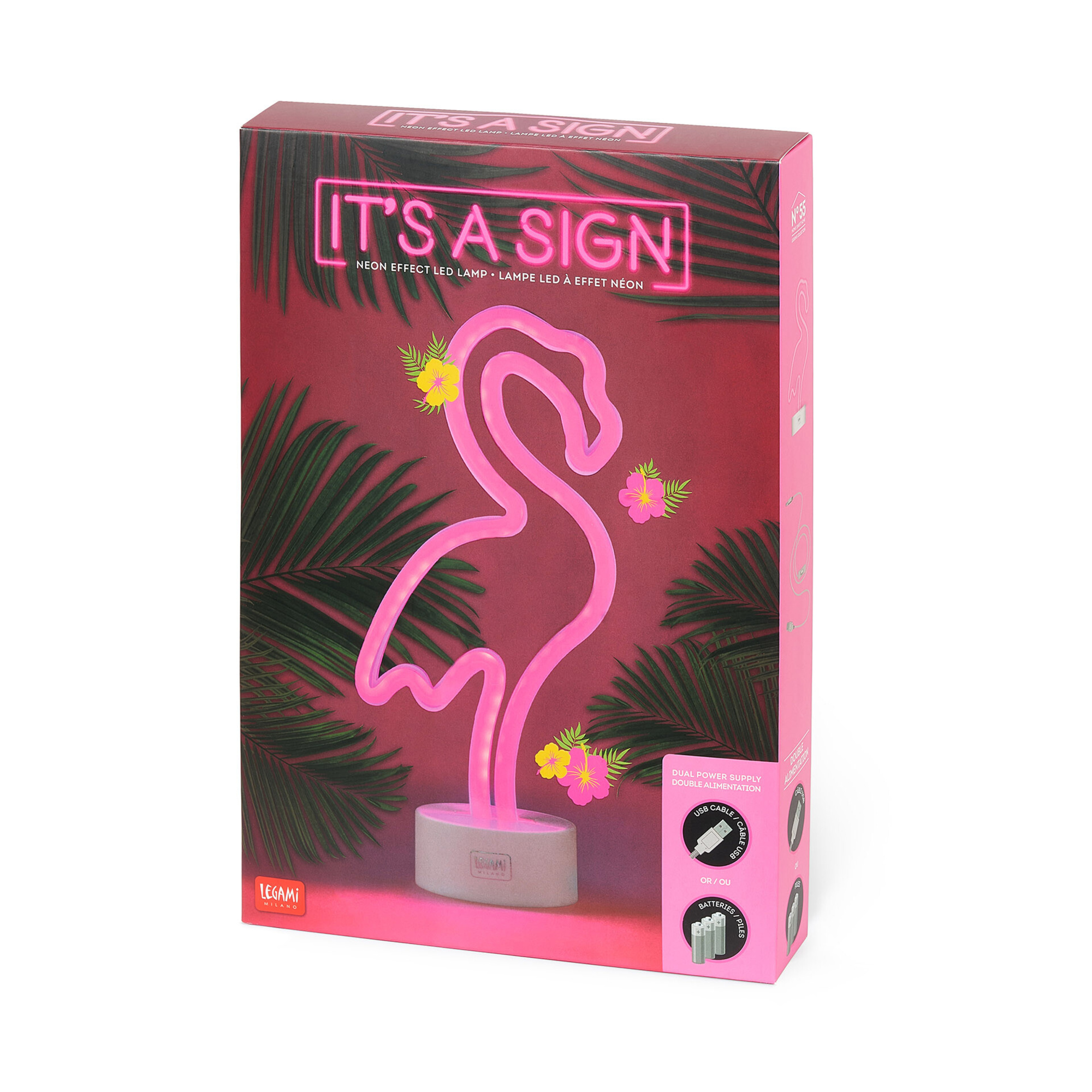 Lampada led effetto neon fenicottero - it's a sign - home sweet home - LEGAMI