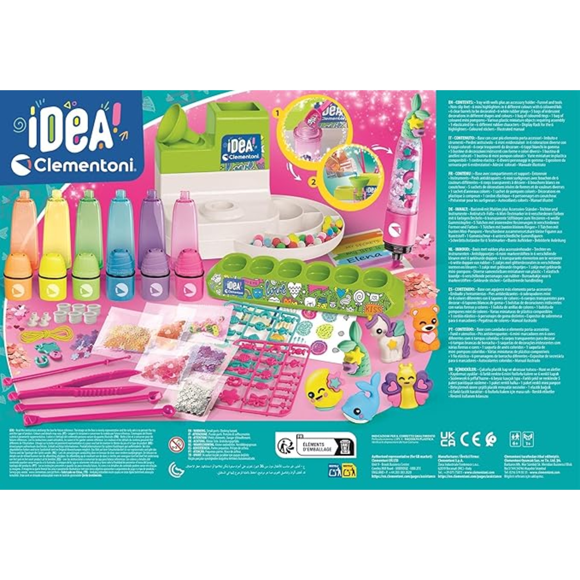 Laboratorio degli evidenziatori personalizzati, kit creativo per bambini 6+ anni, con 50+ accessori - 6+ - clementoni idea - CLEMENTONI