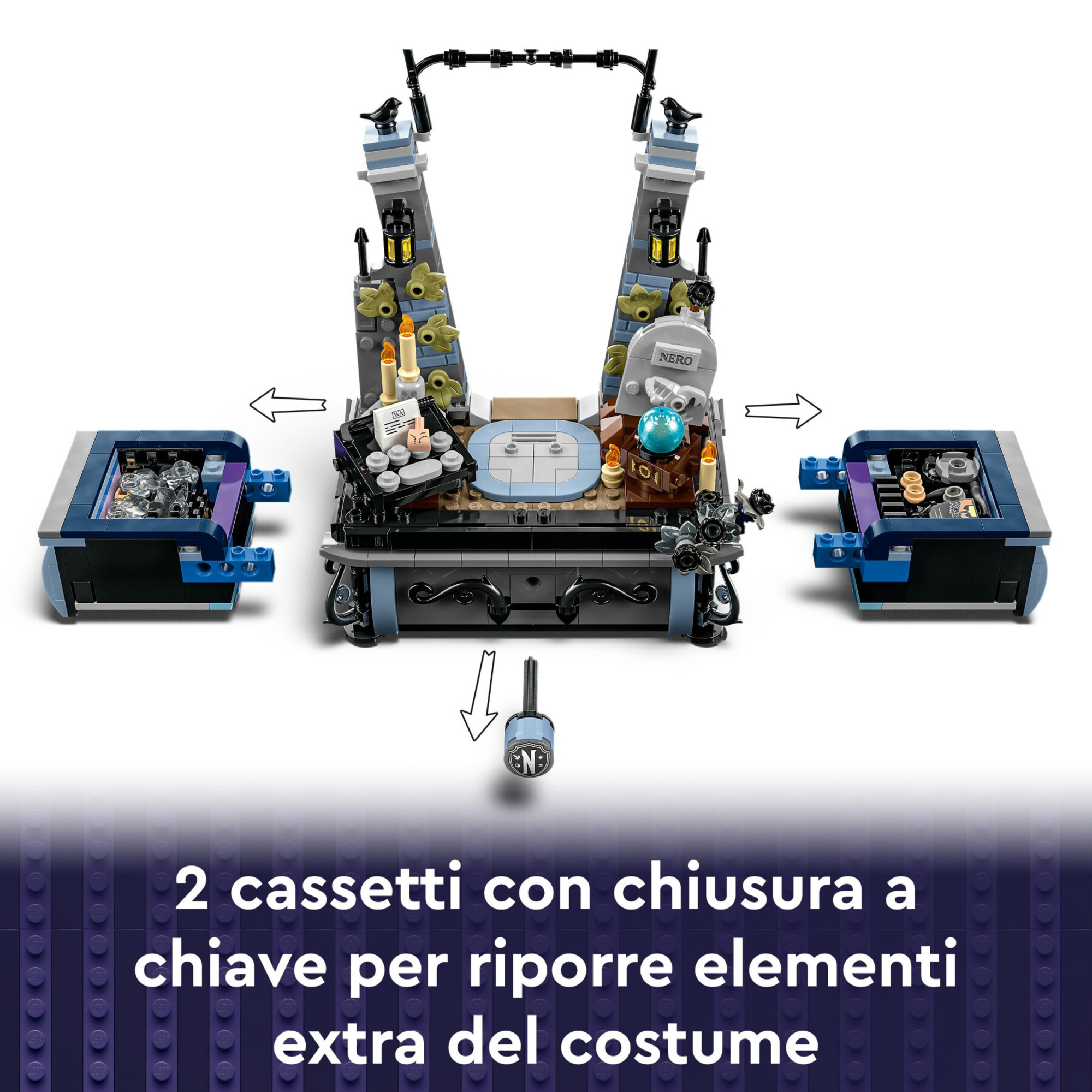 Lego wednesday 76781 il dormitorio di mercoledì ed enid, casa giocattolo con 4 mini bamboline, giochi per bambini 10+ anni - MERCOLEDI, Lego