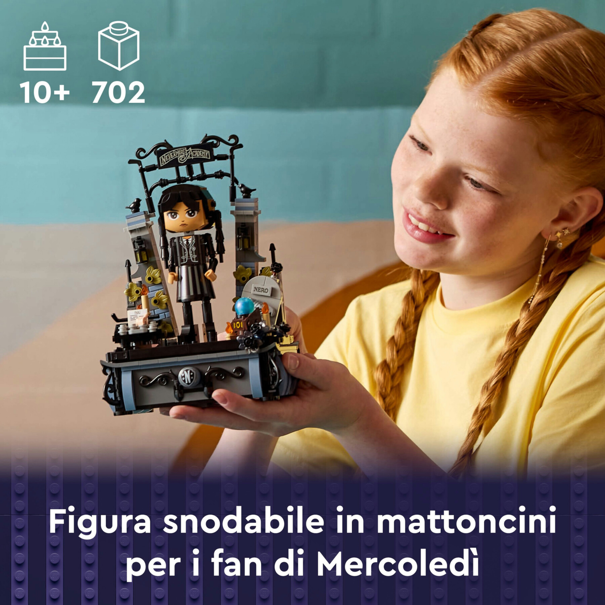 Lego wednesday 76781 il dormitorio di mercoledì ed enid, casa giocattolo con 4 mini bamboline, giochi per bambini 10+ anni - MERCOLEDI, Lego