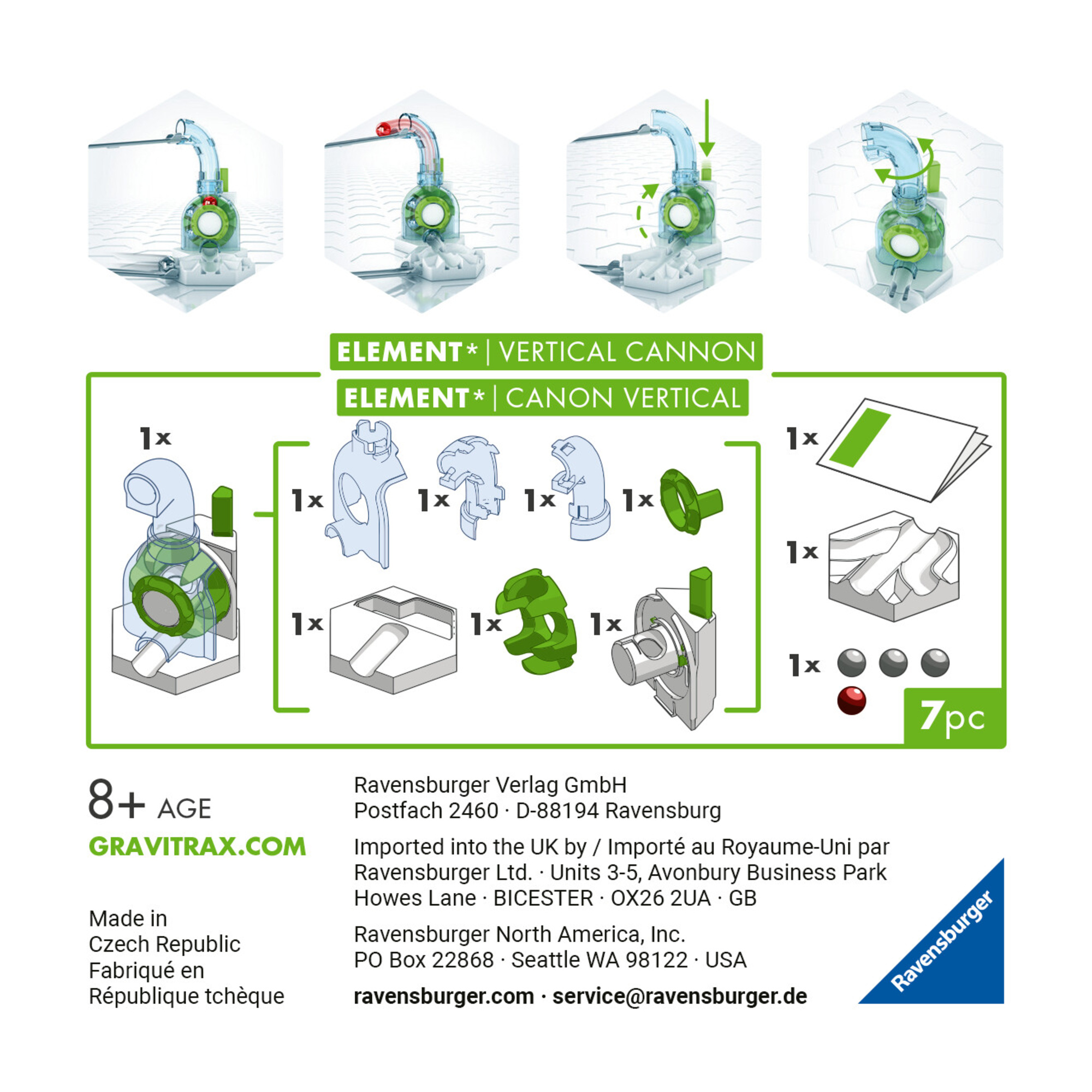 Gravitrax vertical cannon, accessorio, pista di biglie, gioco interattivo ed educativo stem, per bam - ravensburger - GRAVITRAX