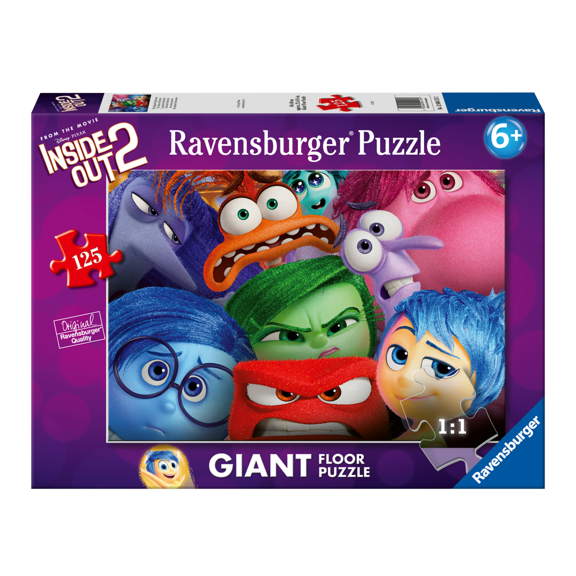 Puzzle inside out 2, l'insieme di emozioni, collezione 125 giant pavimento, 125 pezzi, età raccomand - ravensburger - INSIDE OUT