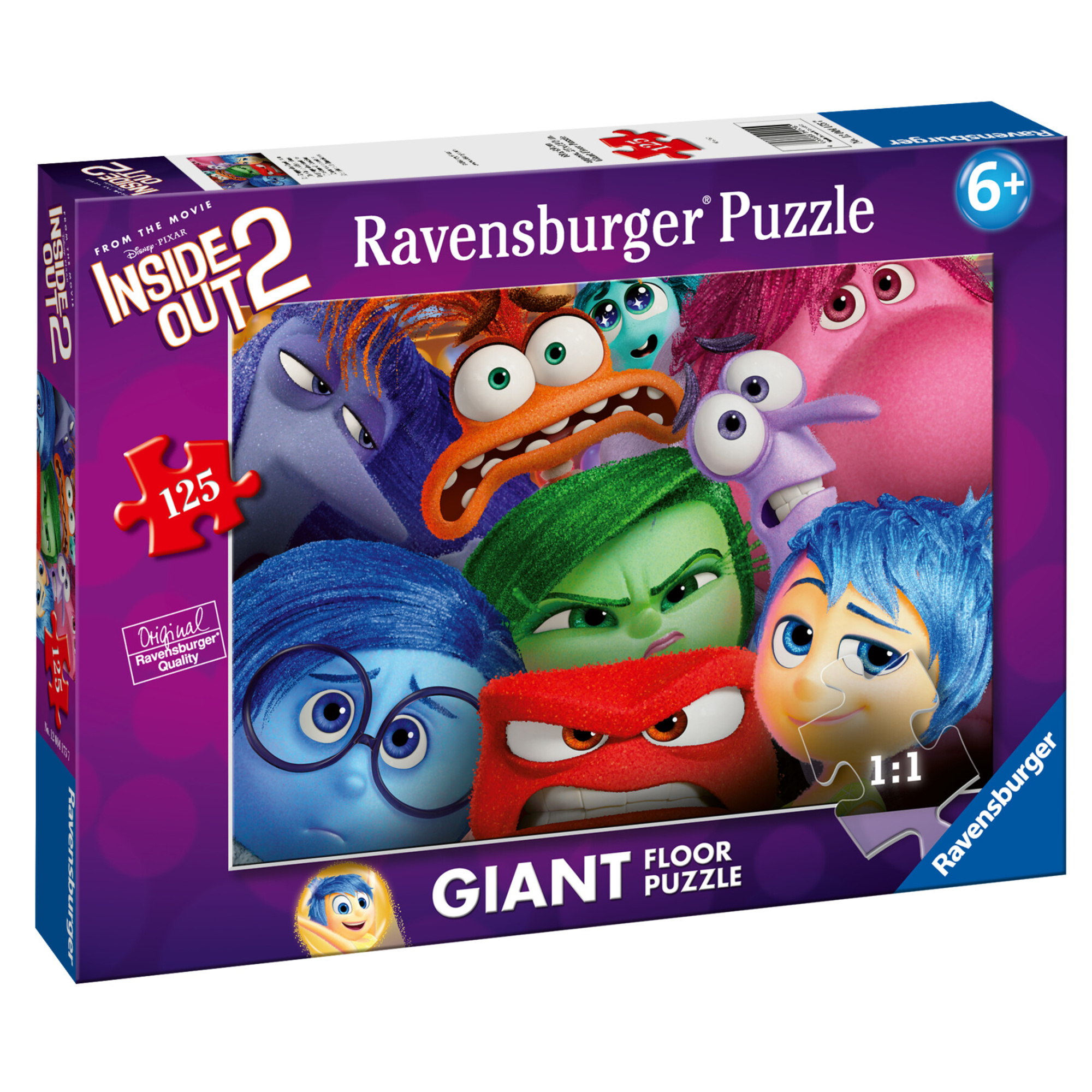 Puzzle inside out 2, l'insieme di emozioni, collezione 125 giant pavimento, 125 pezzi, età raccomand - ravensburger - INSIDE OUT