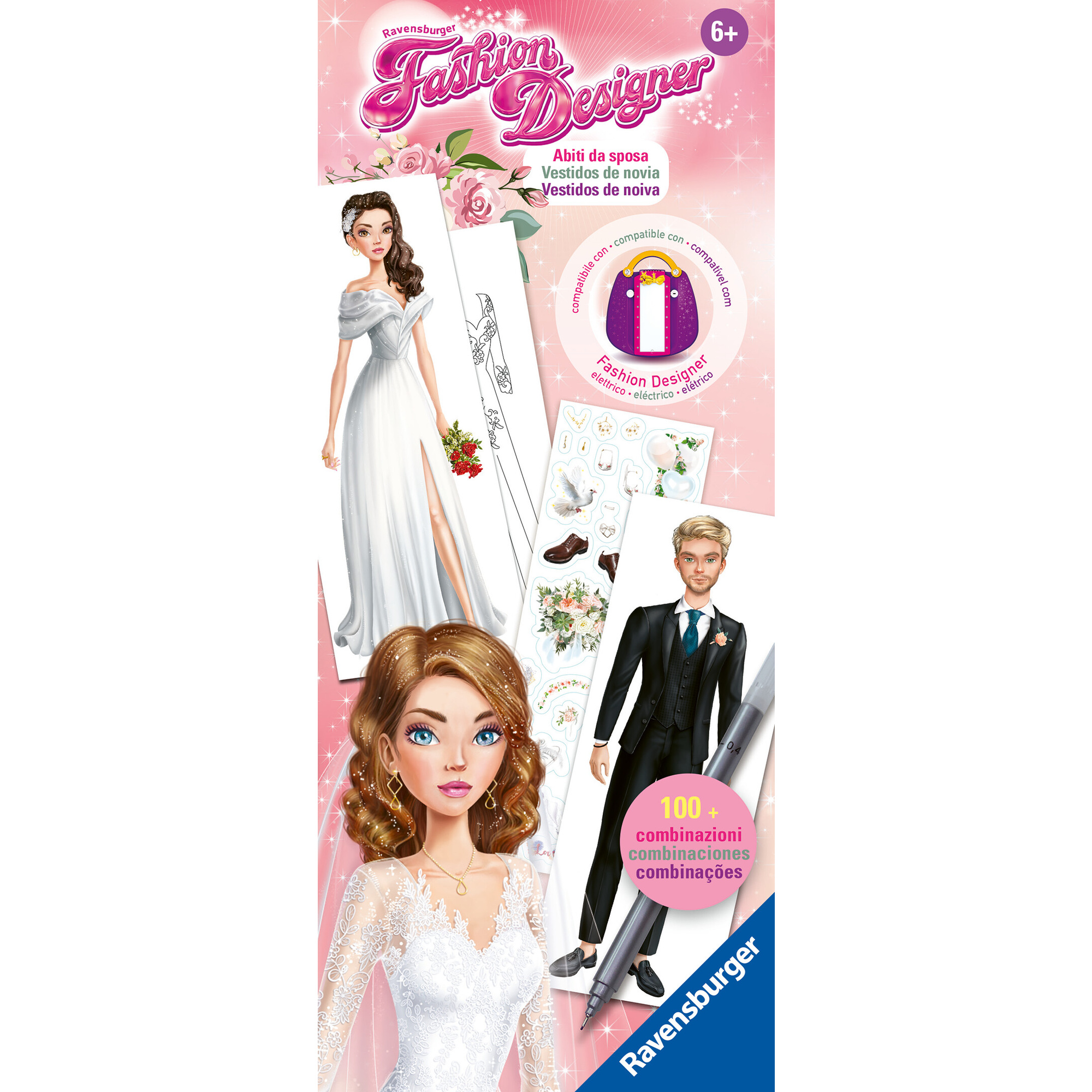 Fashion designer mini (style book) - abiti da sposa, gioco creativo per disegnare, bambini 6+ anni - ravensburger - RAVENSBURGER