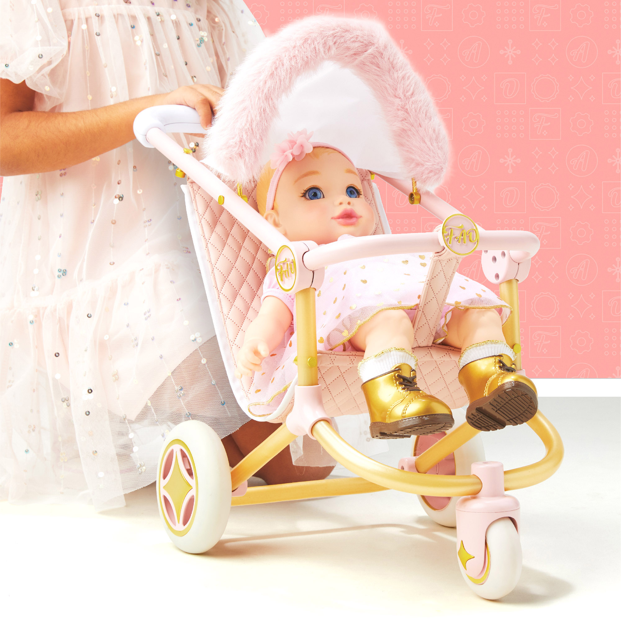 Passeggino giocattolo per bambole con 3 ruote fao baby - FAO Schwarz