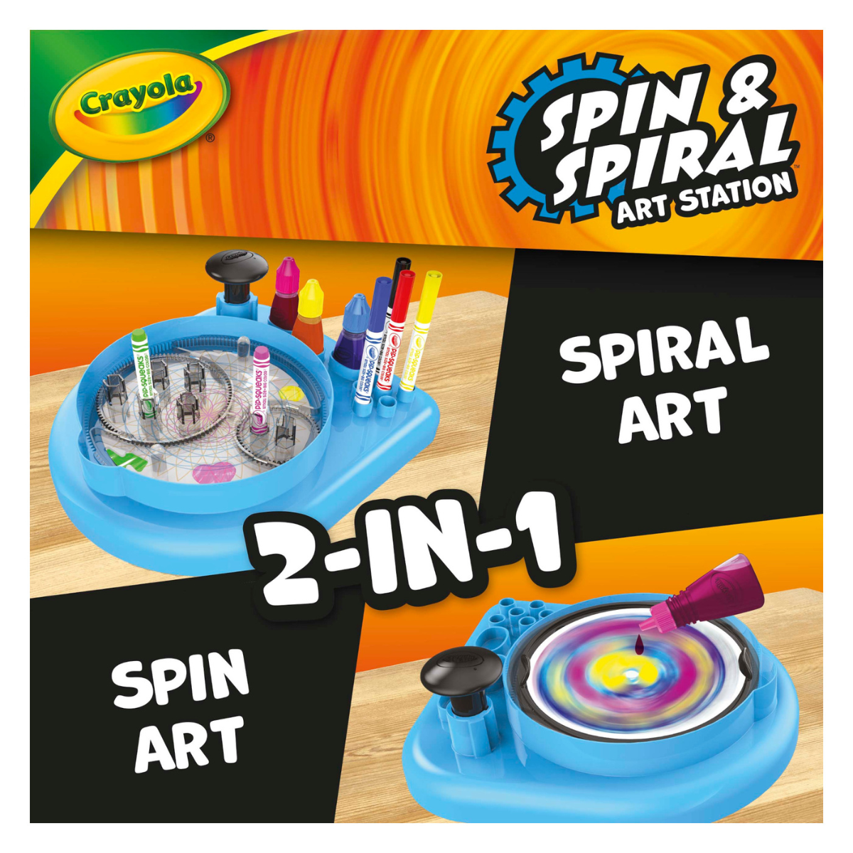 Crayola spin & spiral art station set - crea vortici di colore - CRAYOLA