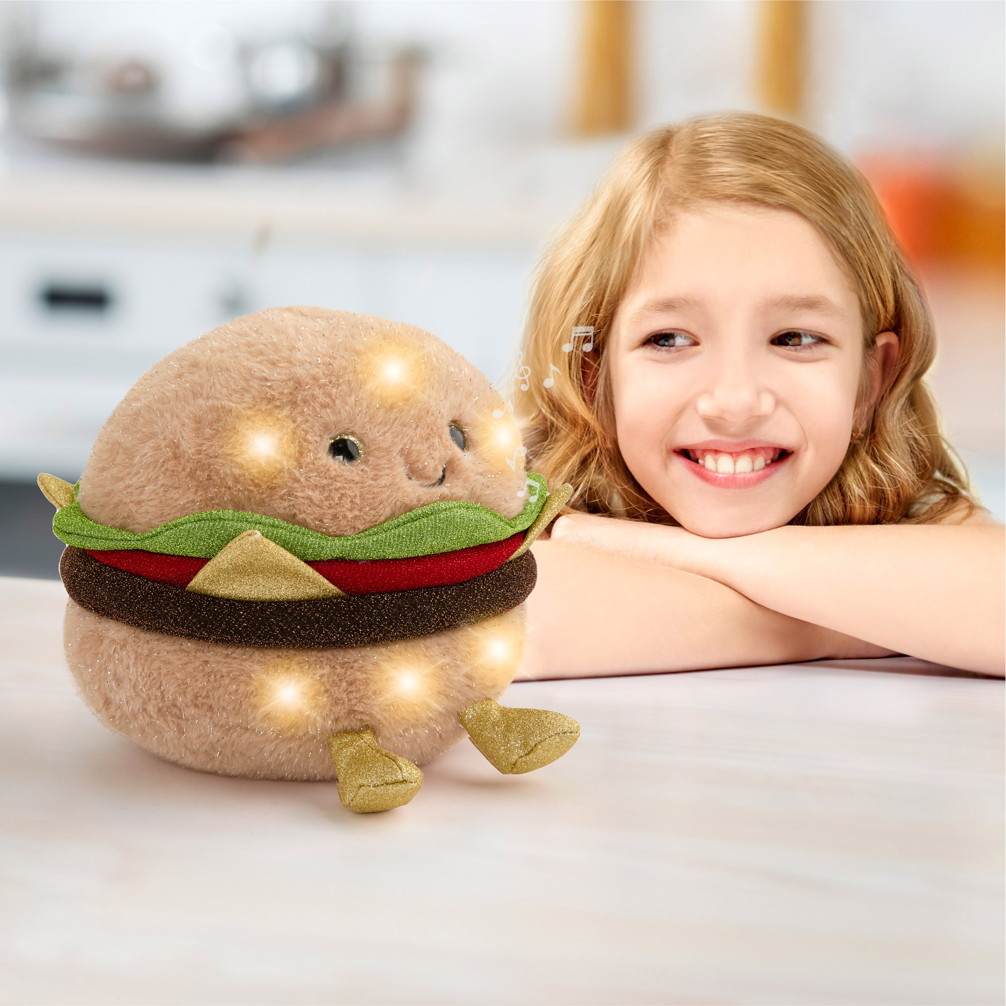 Peluche hamburger glow brights con luci e audio, 28 cm - FAO Schwarz