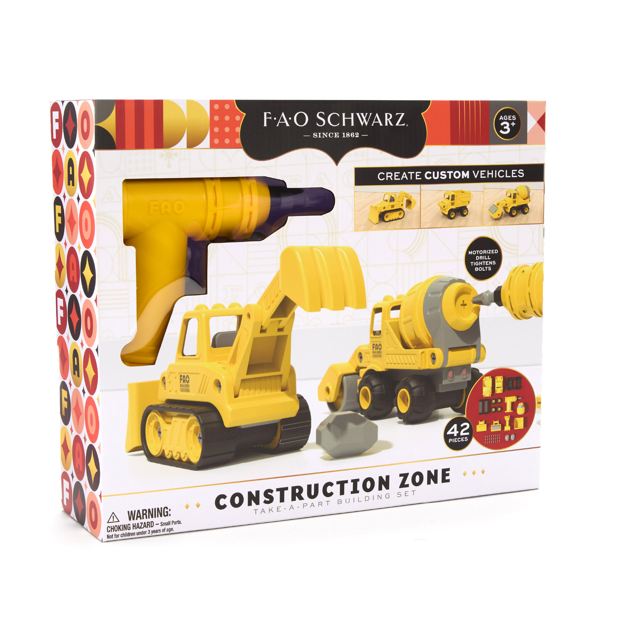 Set di costruzioni meccaniche take-a-part construction zone - FAO Schwarz