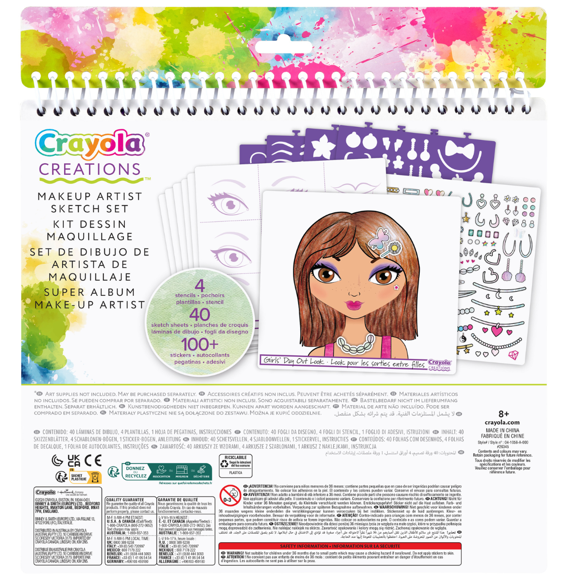 Crayola creations - super album make-up artist, per disegnare trucco e acconciature alla moda, con stencil e stickers, attività creativa e regalo, da 8 anni, 04-1056 - CRAYOLA