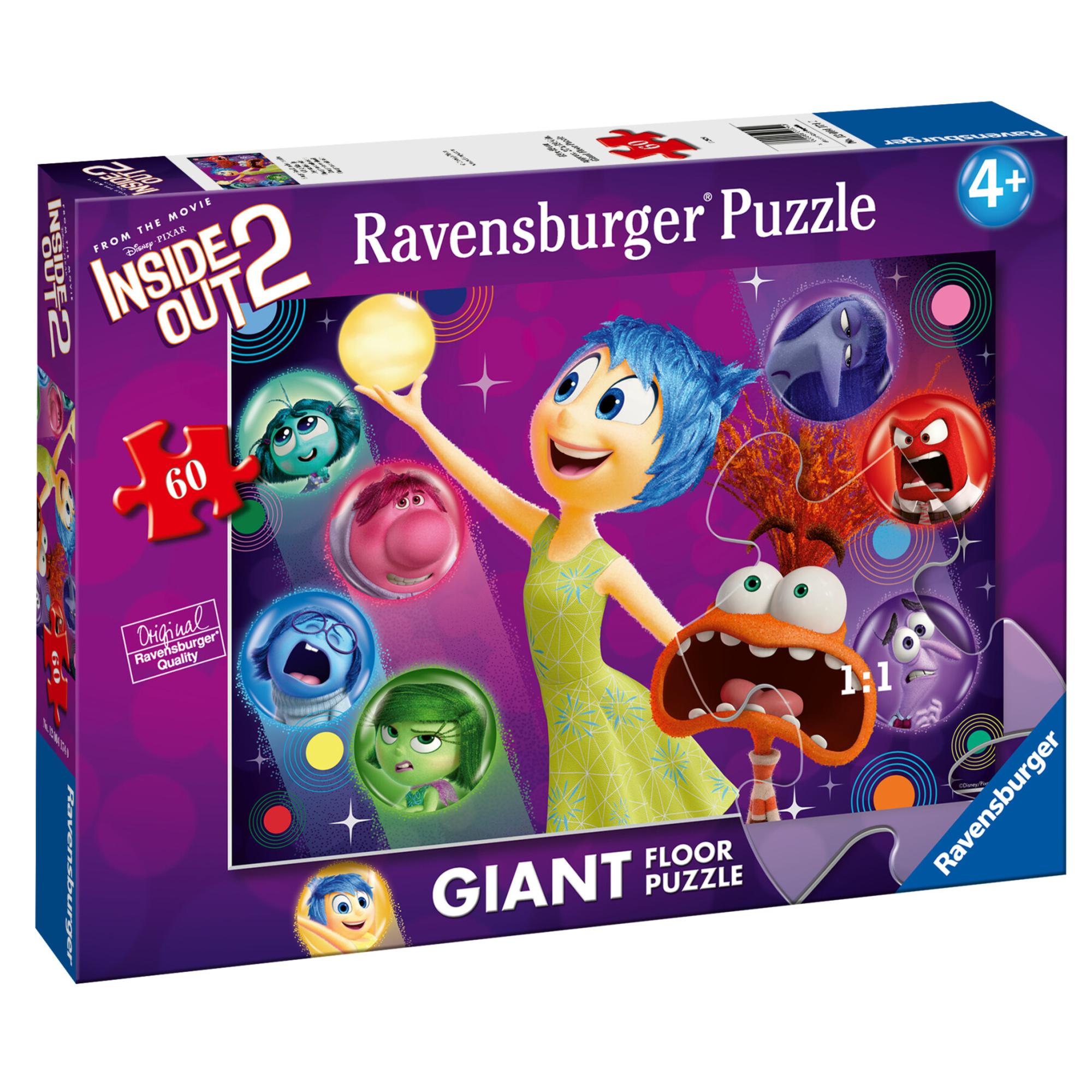 Puzzle inside out 2, una gran confusione, collezione 60 giant pavimento, 60 pezzi, età raccomandata  - ravensburger - INSIDE OUT